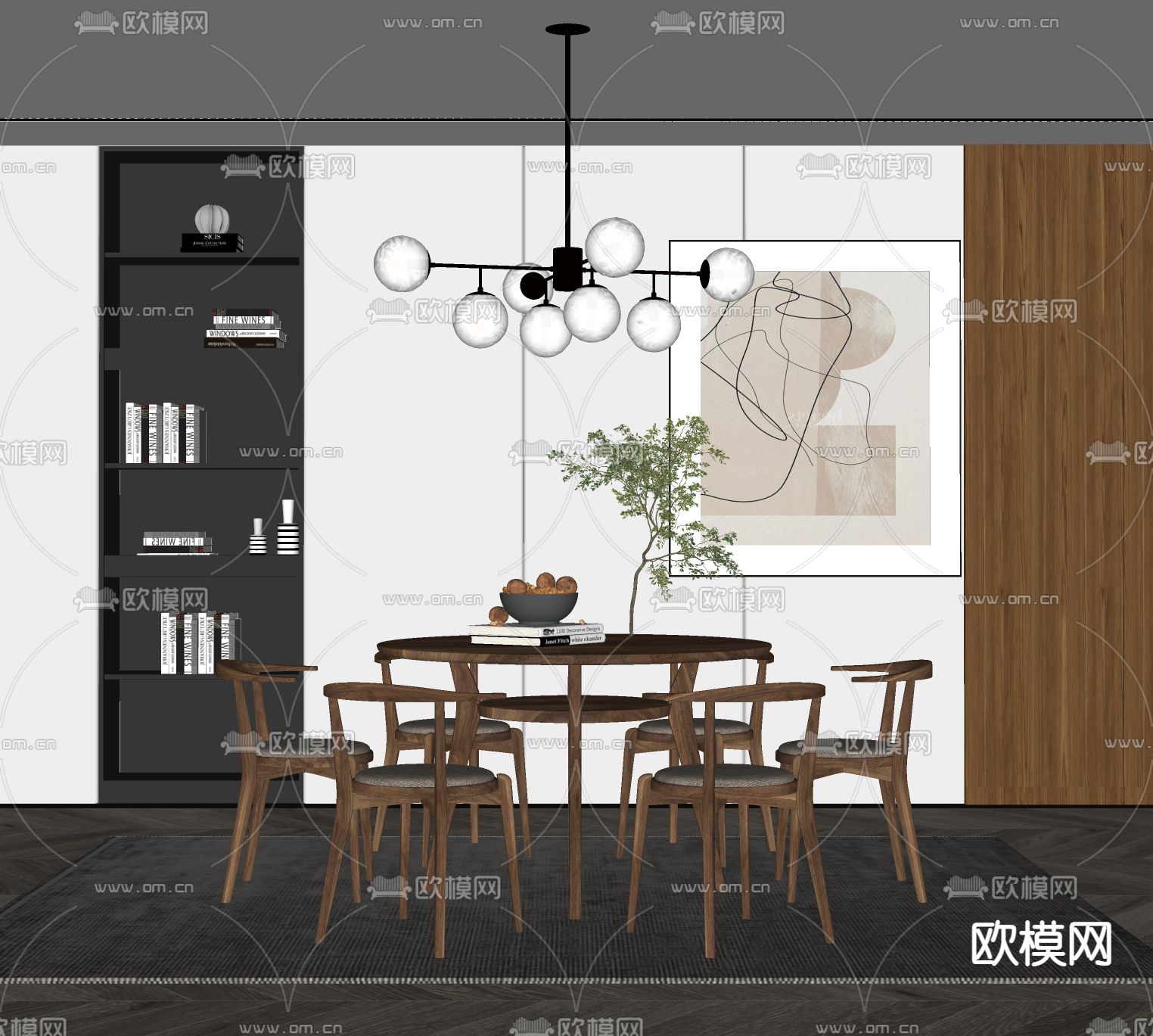 北欧餐厅su模型下载（渲染图2）