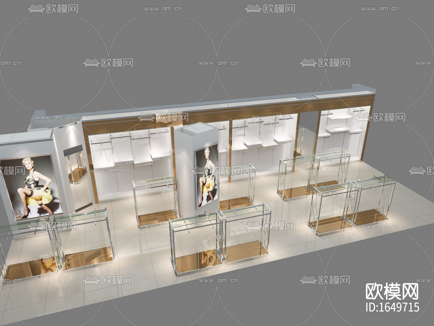 服装专卖店cad施工图下载（渲染图9）