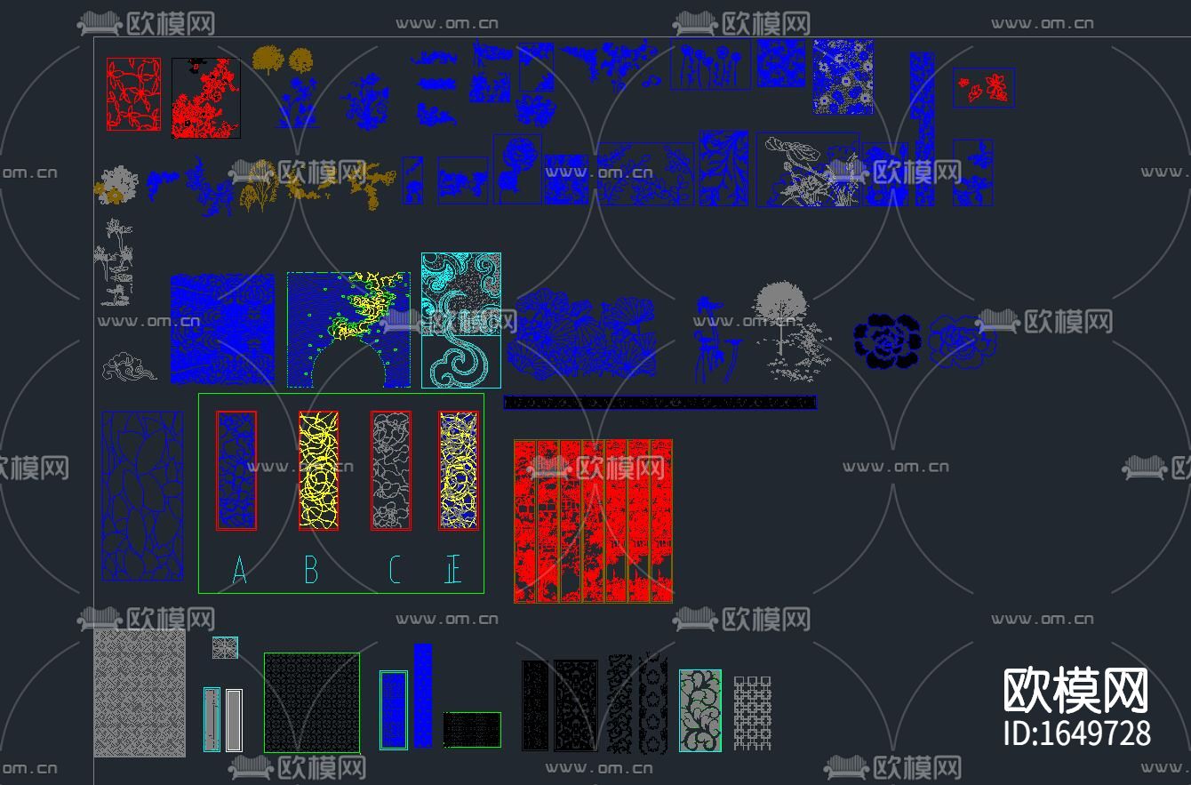 图案雕花cad图库下载（渲染图2）