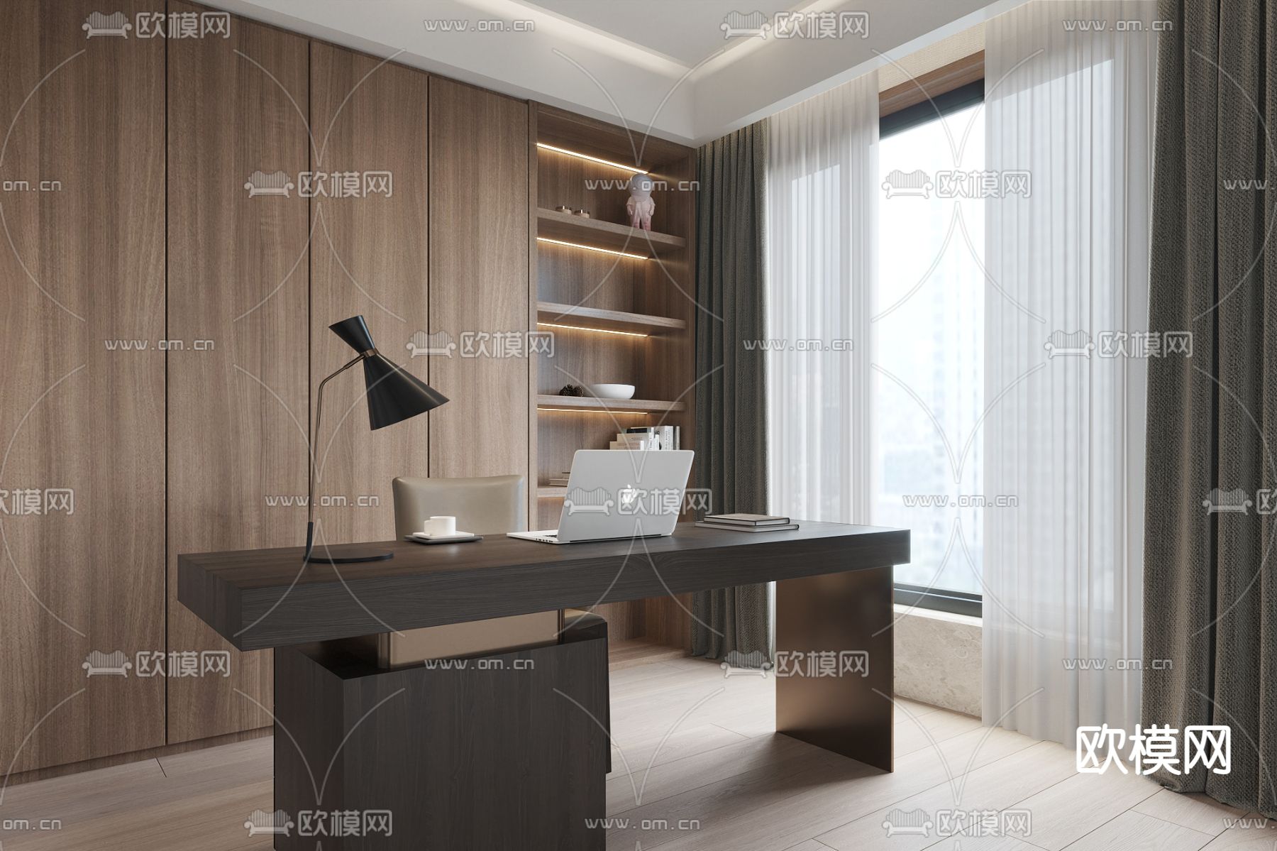 现代榻榻米卧室书房3d模型