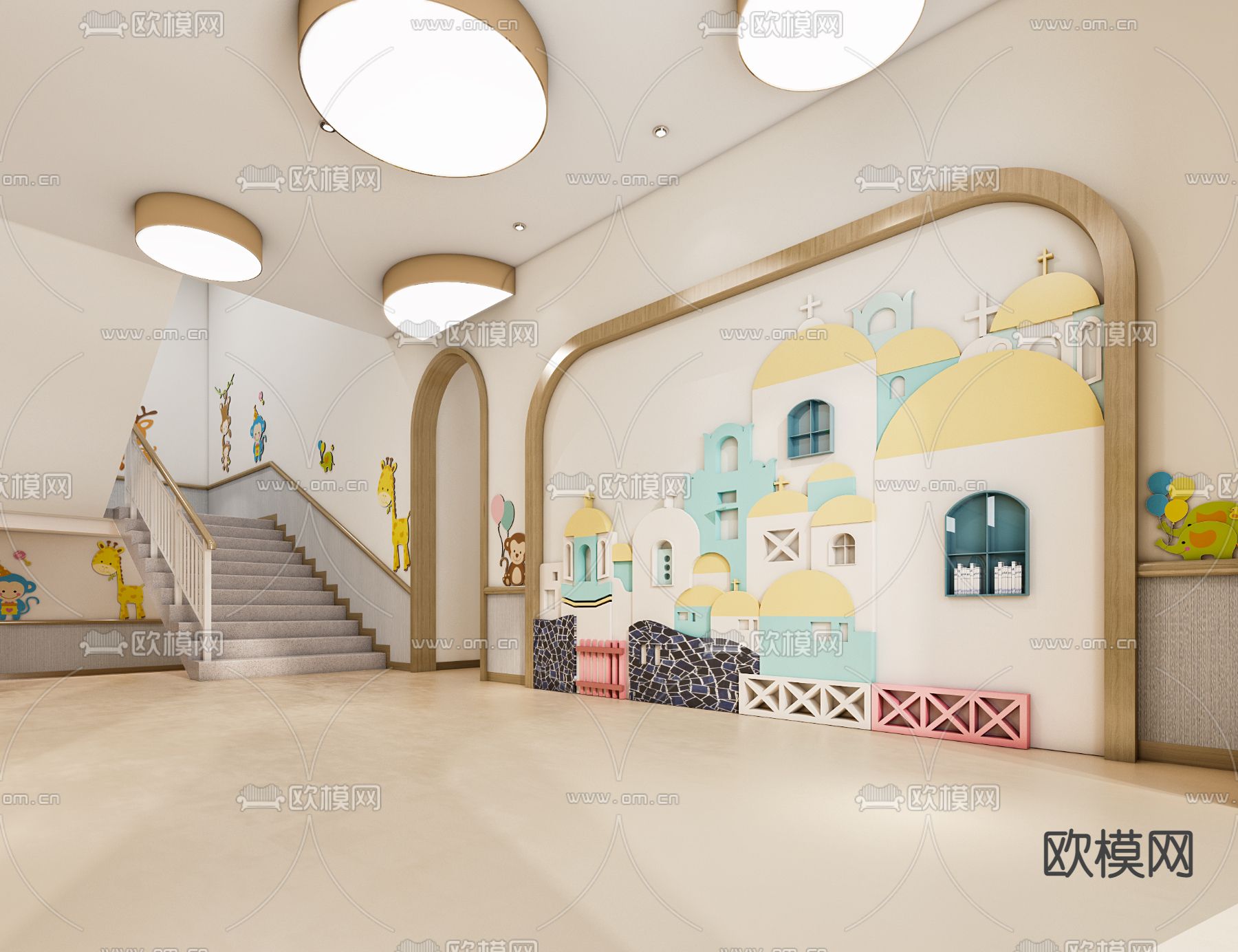 现代幼儿园大厅3d模型