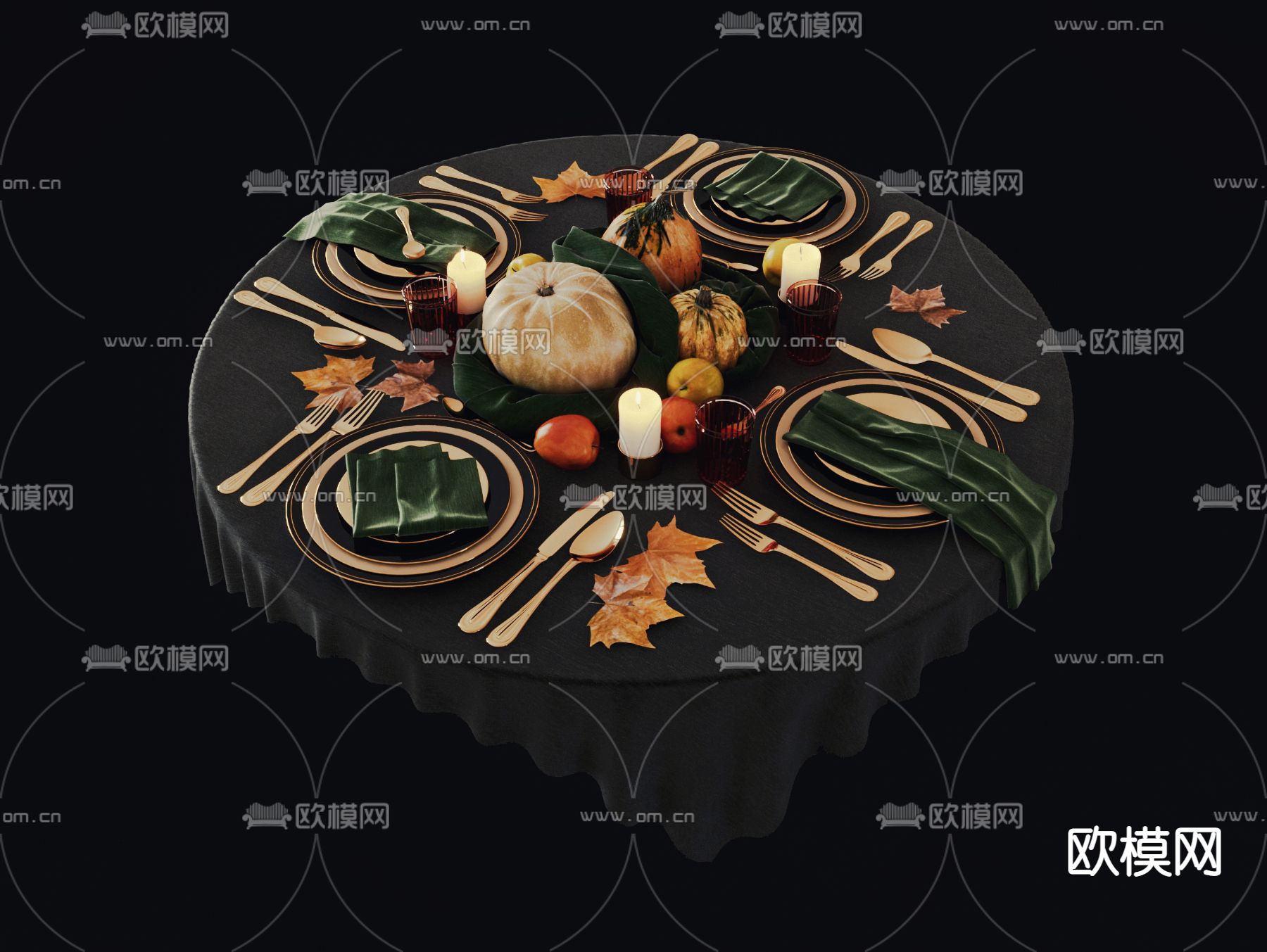 现代刀叉餐具摆件3d模型下载（渲染图1）