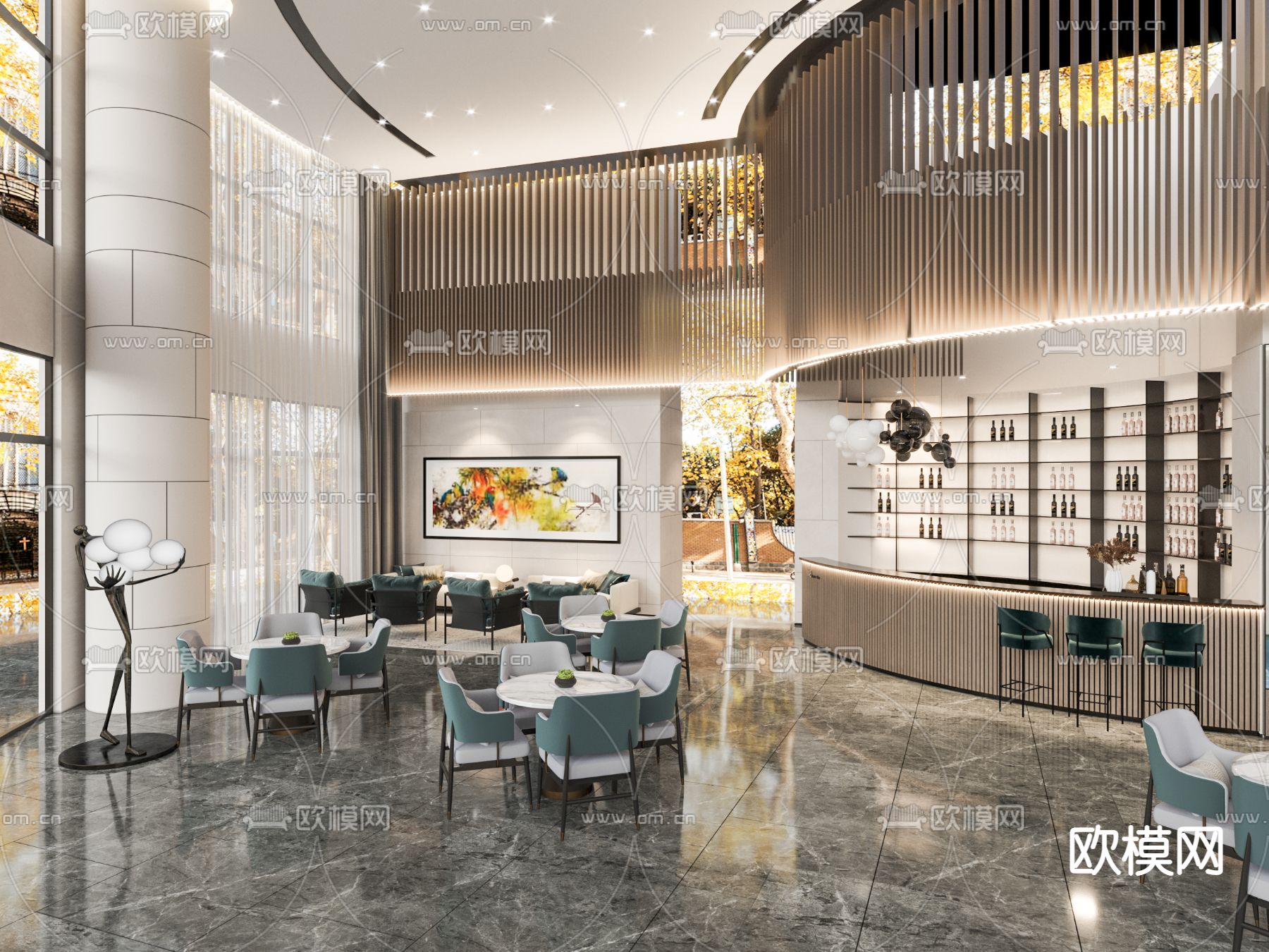 现代轻奢售楼处洽谈区3d模型下载