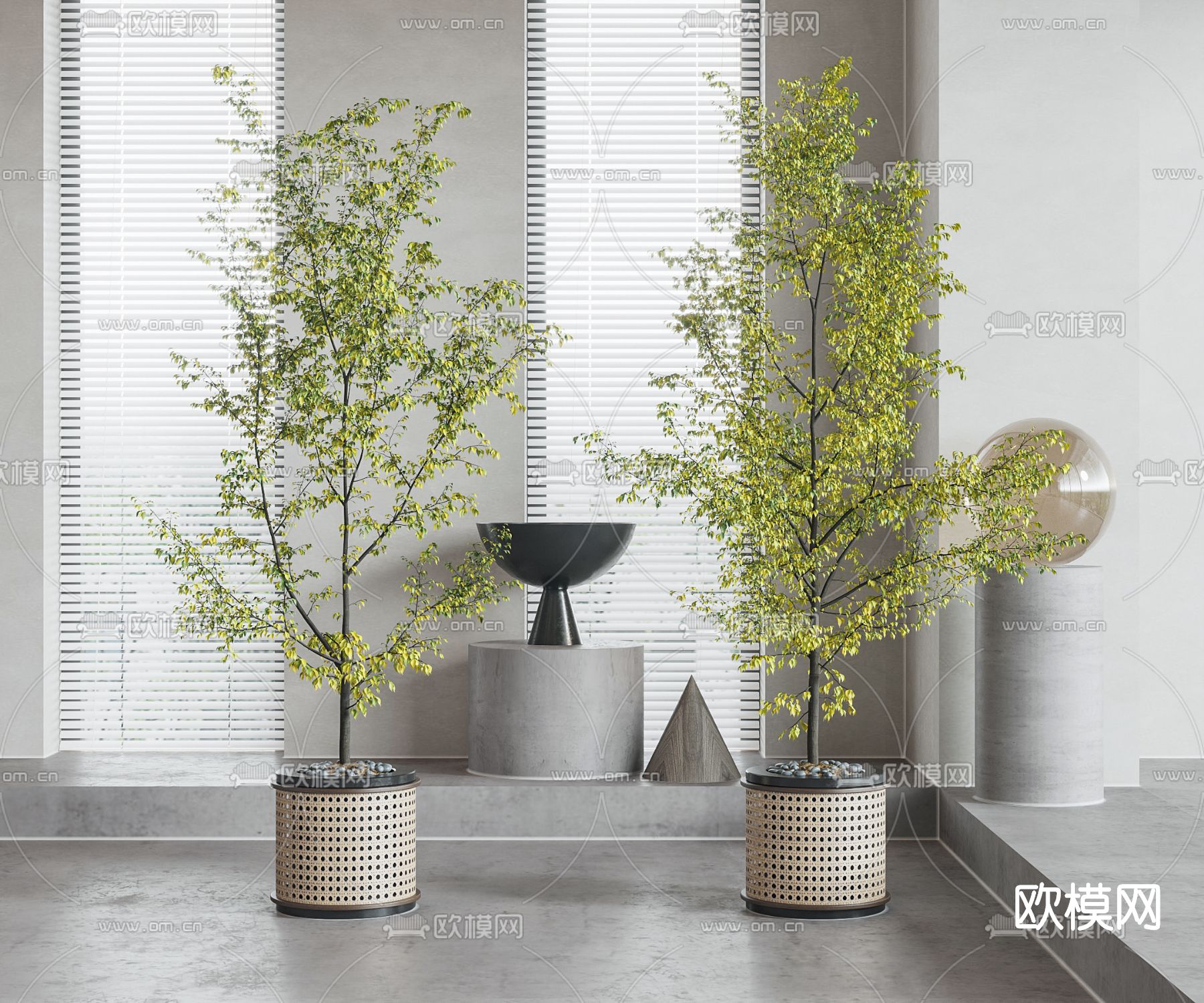 侘寂植物盆栽3d模型下载_ID11247078_3dmax免费模型-欧模网