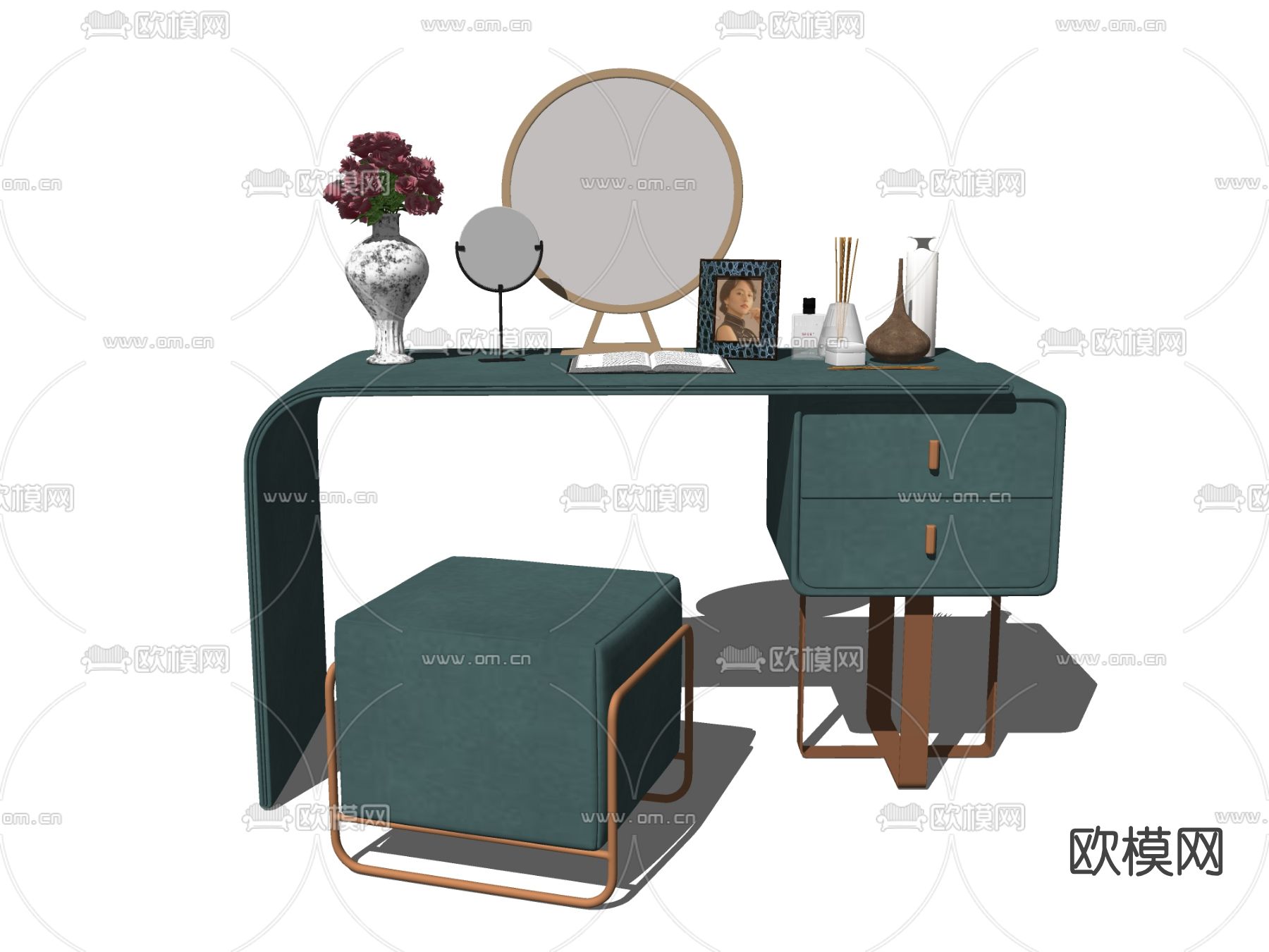 现代时尚梳妆台su模型下载（渲染图2）