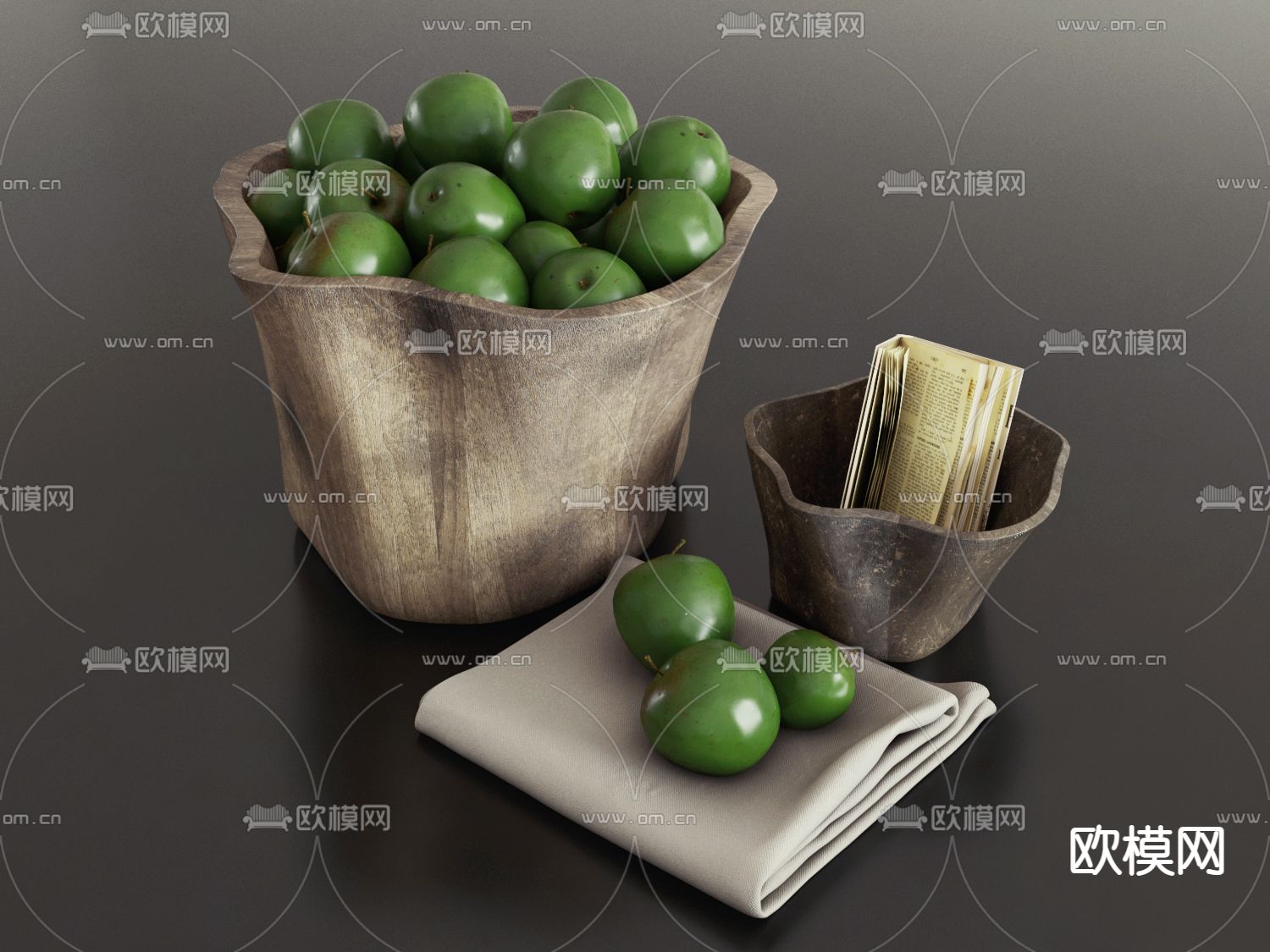 现代水果果盘3d模型