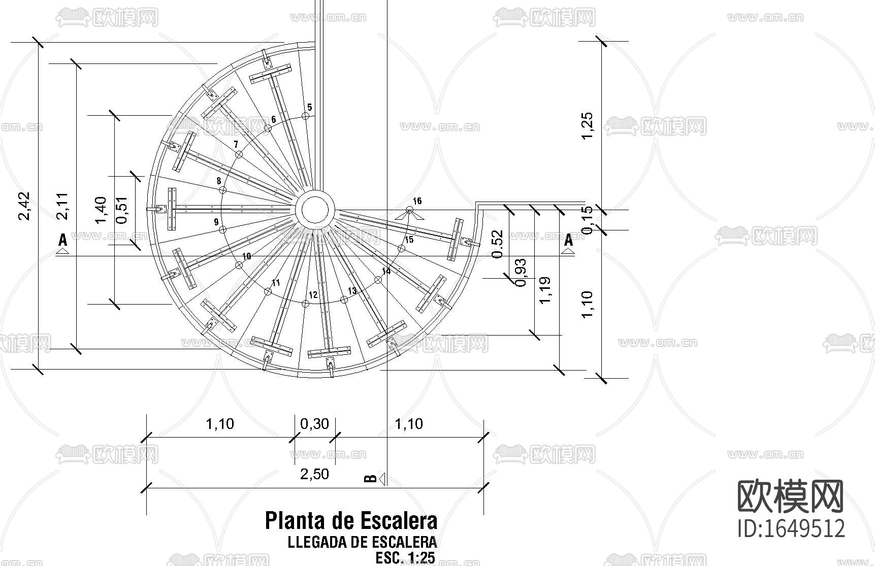 旋转楼梯cad图库下载（渲染图5）