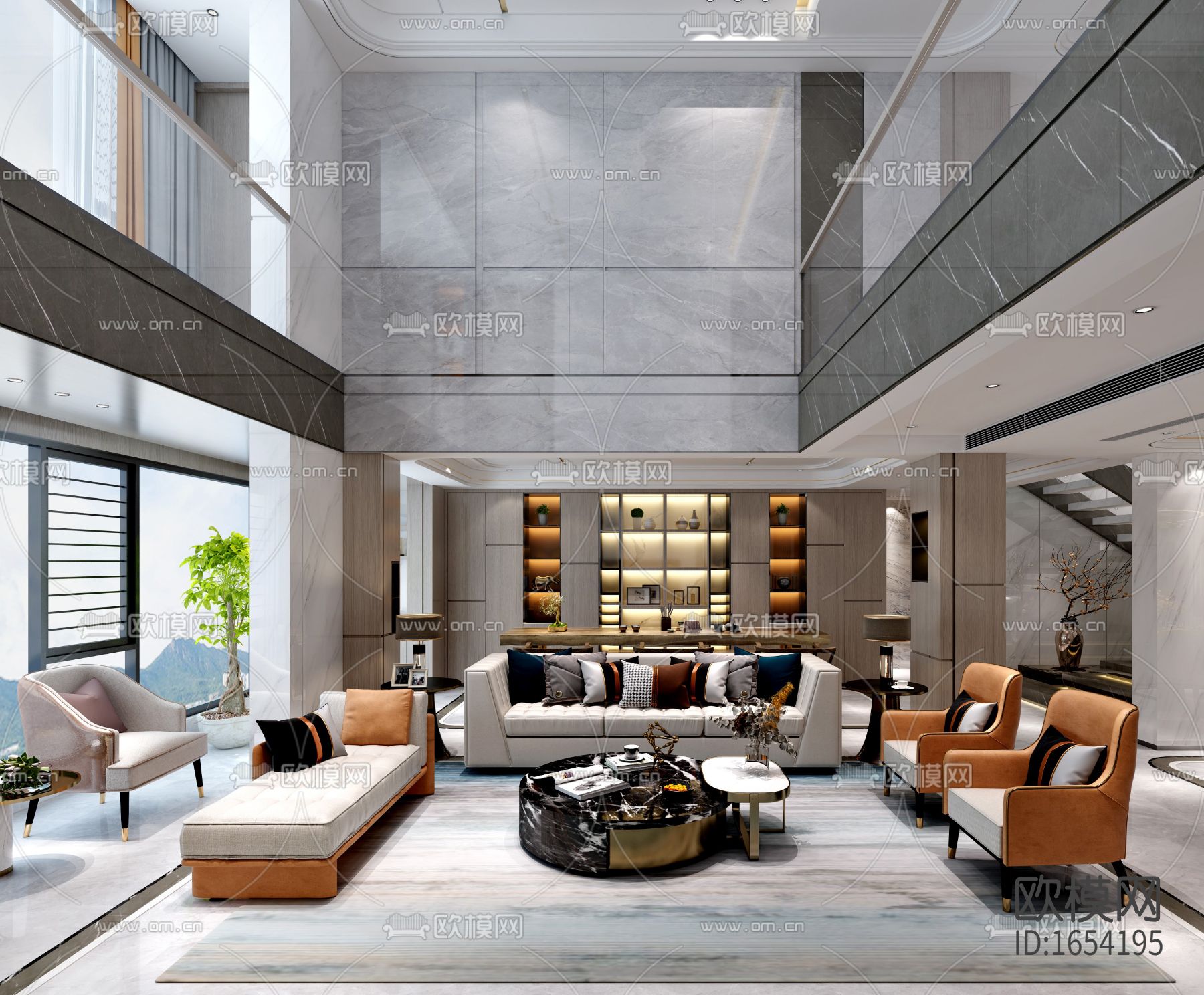 现代别墅cad施工图效果图下载（渲染图1）