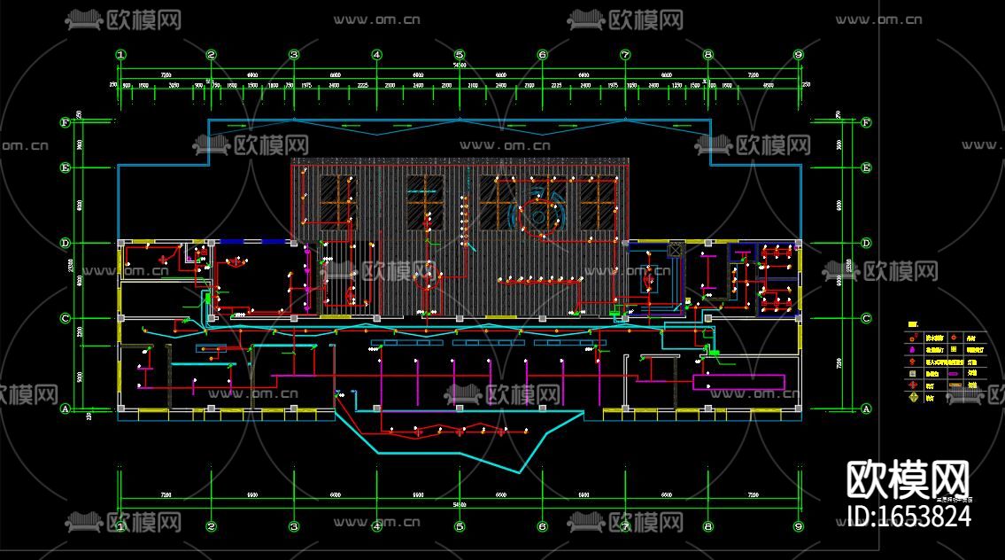 办公室电气平面图下载（渲染图10）
