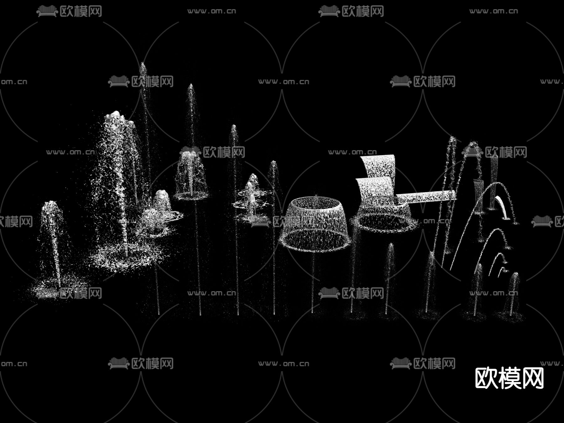 现代水景喷泉3d模型