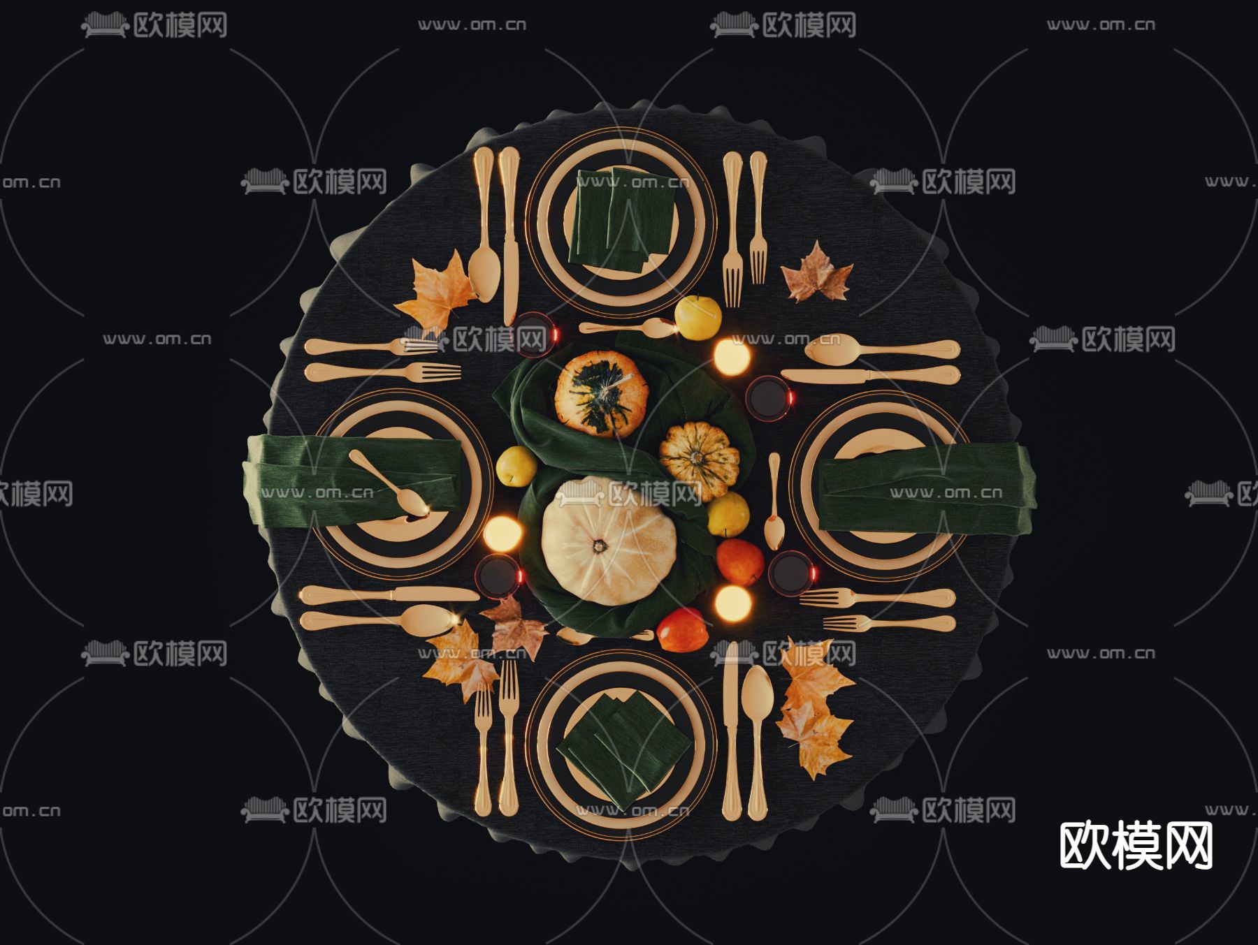 现代刀叉餐具摆件3d模型下载（渲染图2）