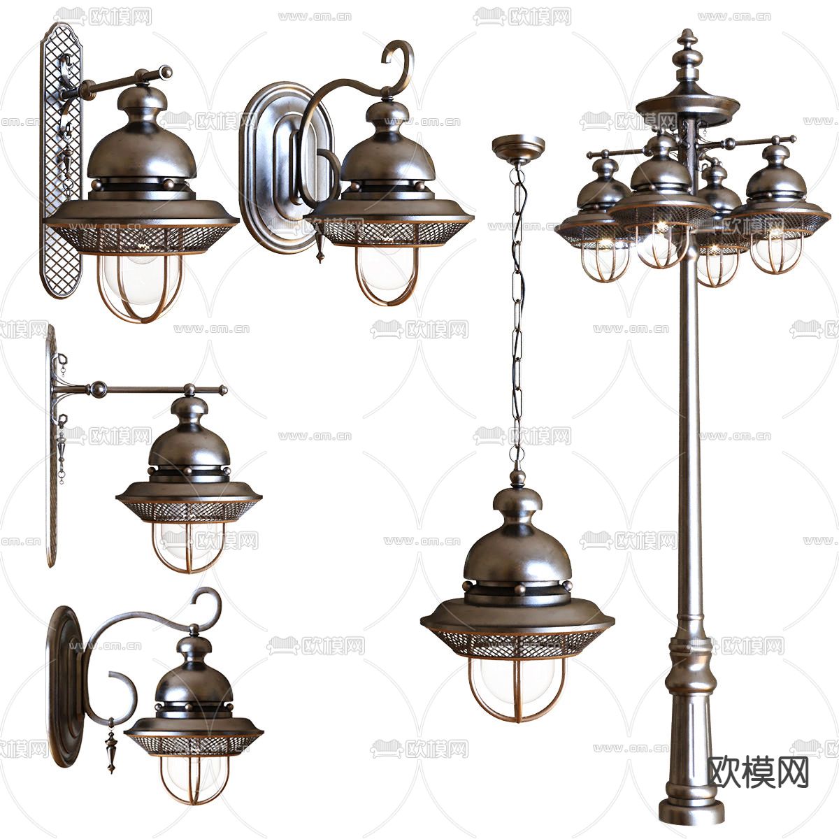 欧式户外园林路灯3d模型下载