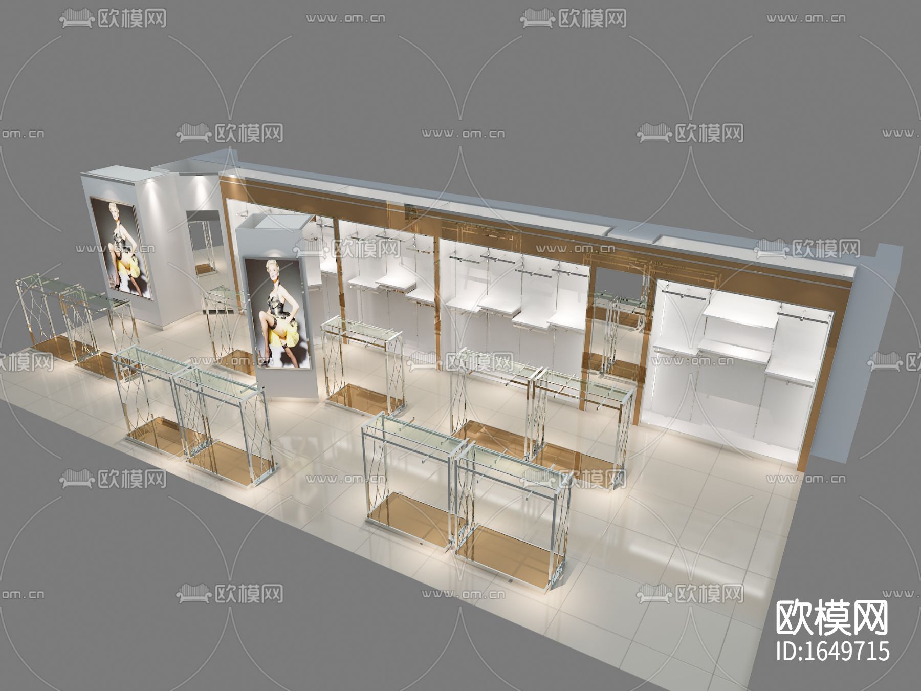 服装专卖店cad施工图下载（渲染图1）