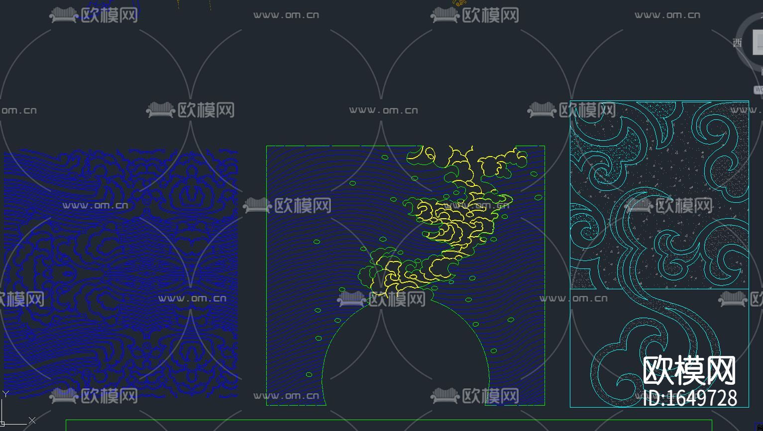图案雕花cad图库下载（渲染图4）