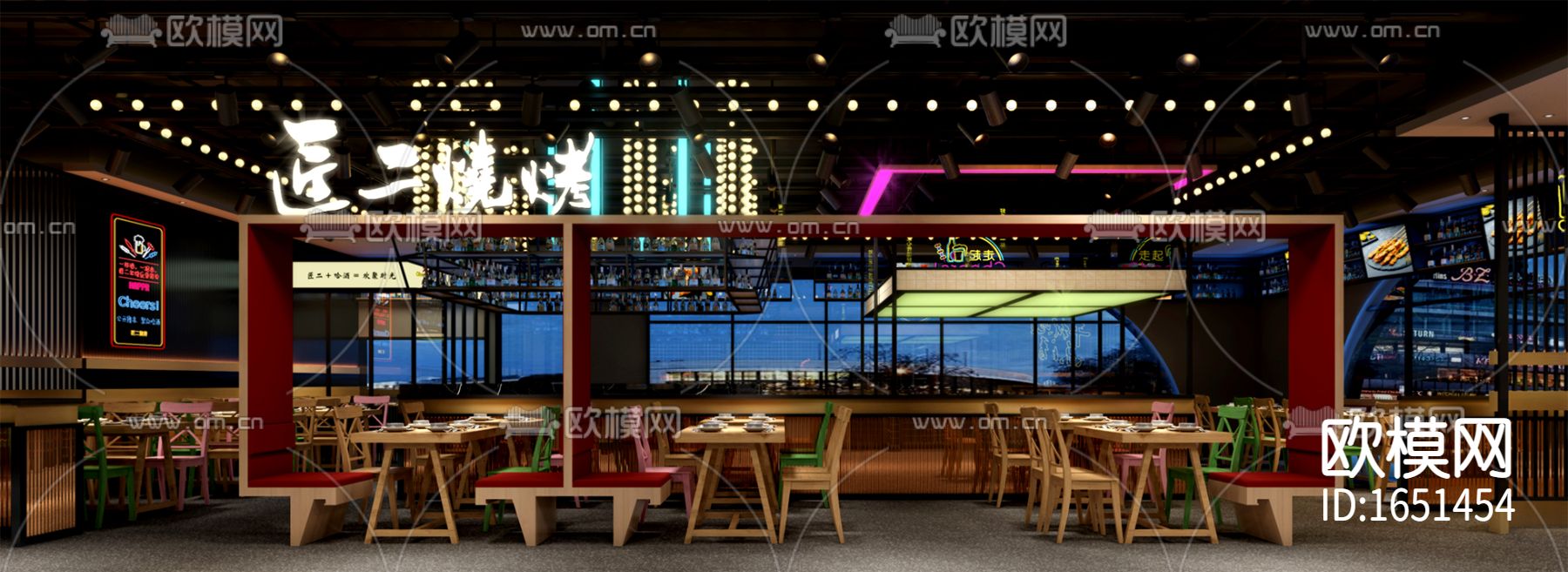 烧烤店CAD施工图下载（渲染图3）