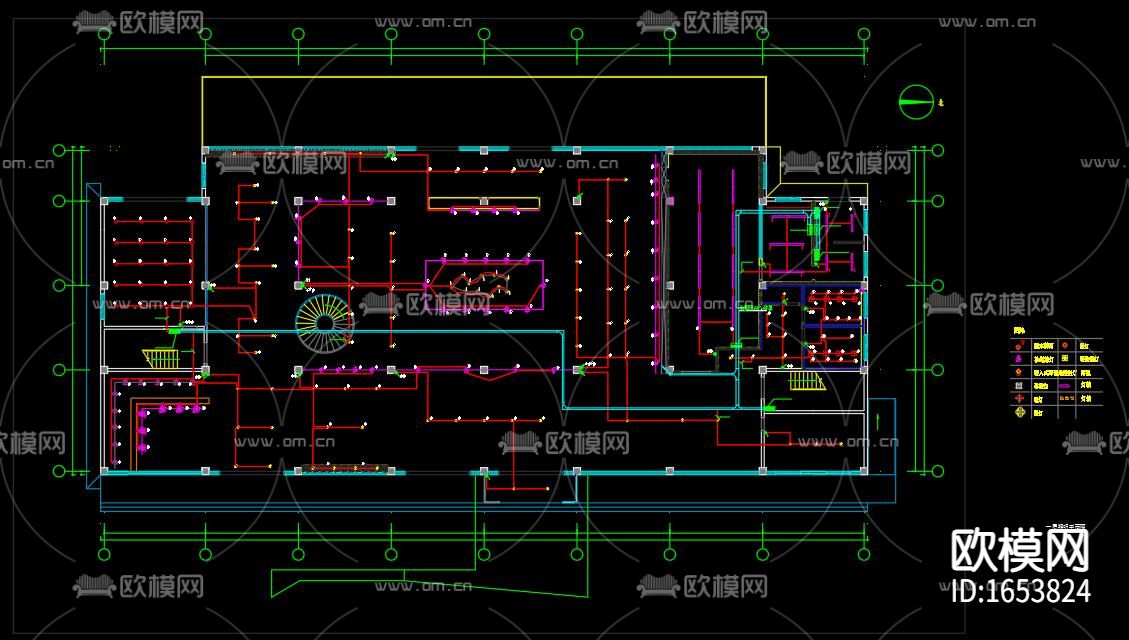 办公室电气平面图下载（渲染图7）