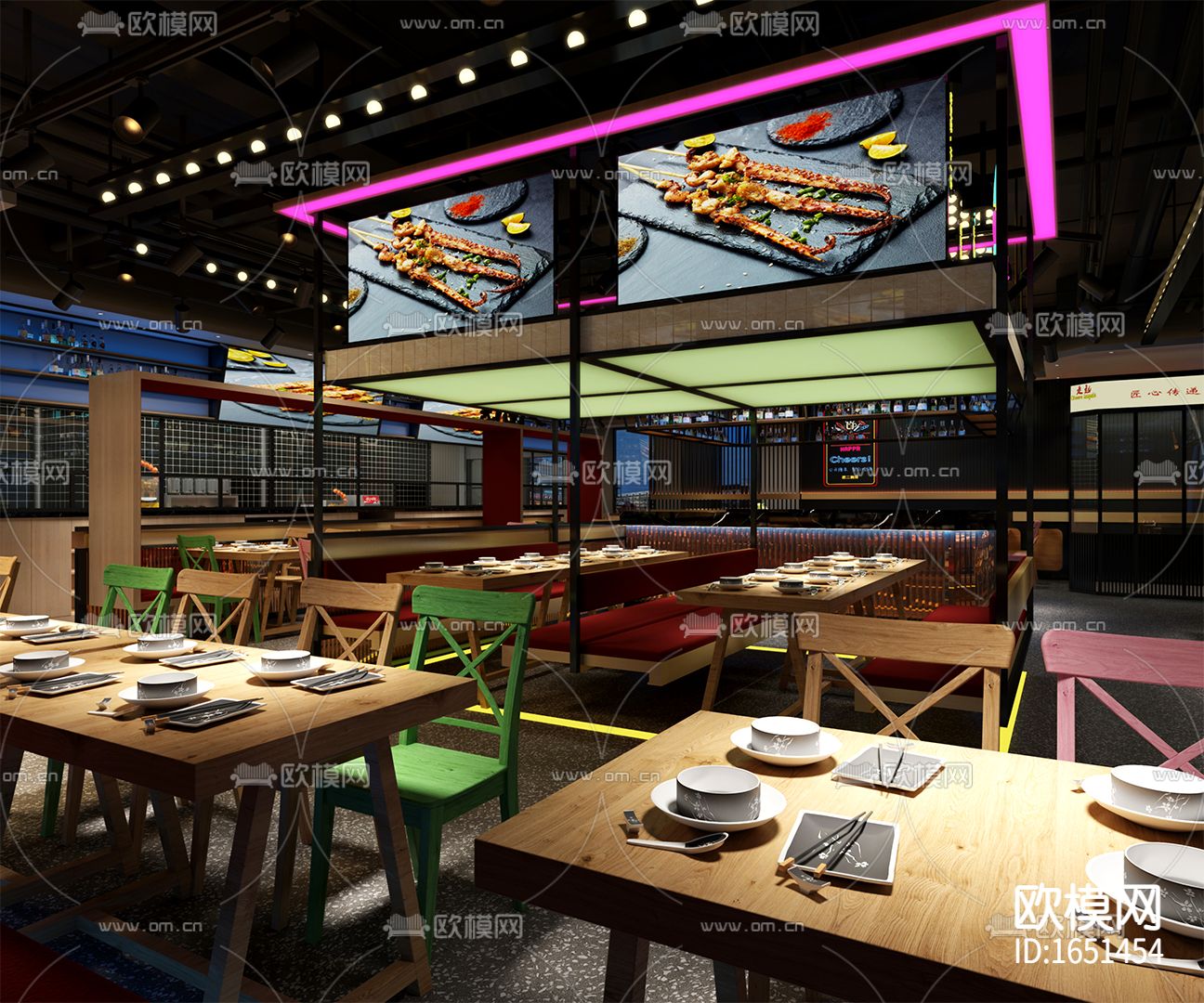 烧烤店CAD施工图下载（渲染图2）