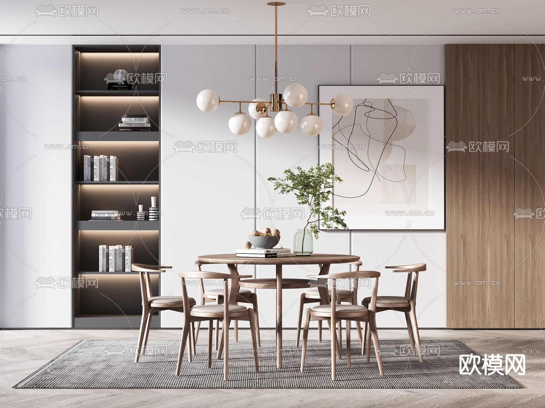 北欧餐厅su模型下载（渲染图1）