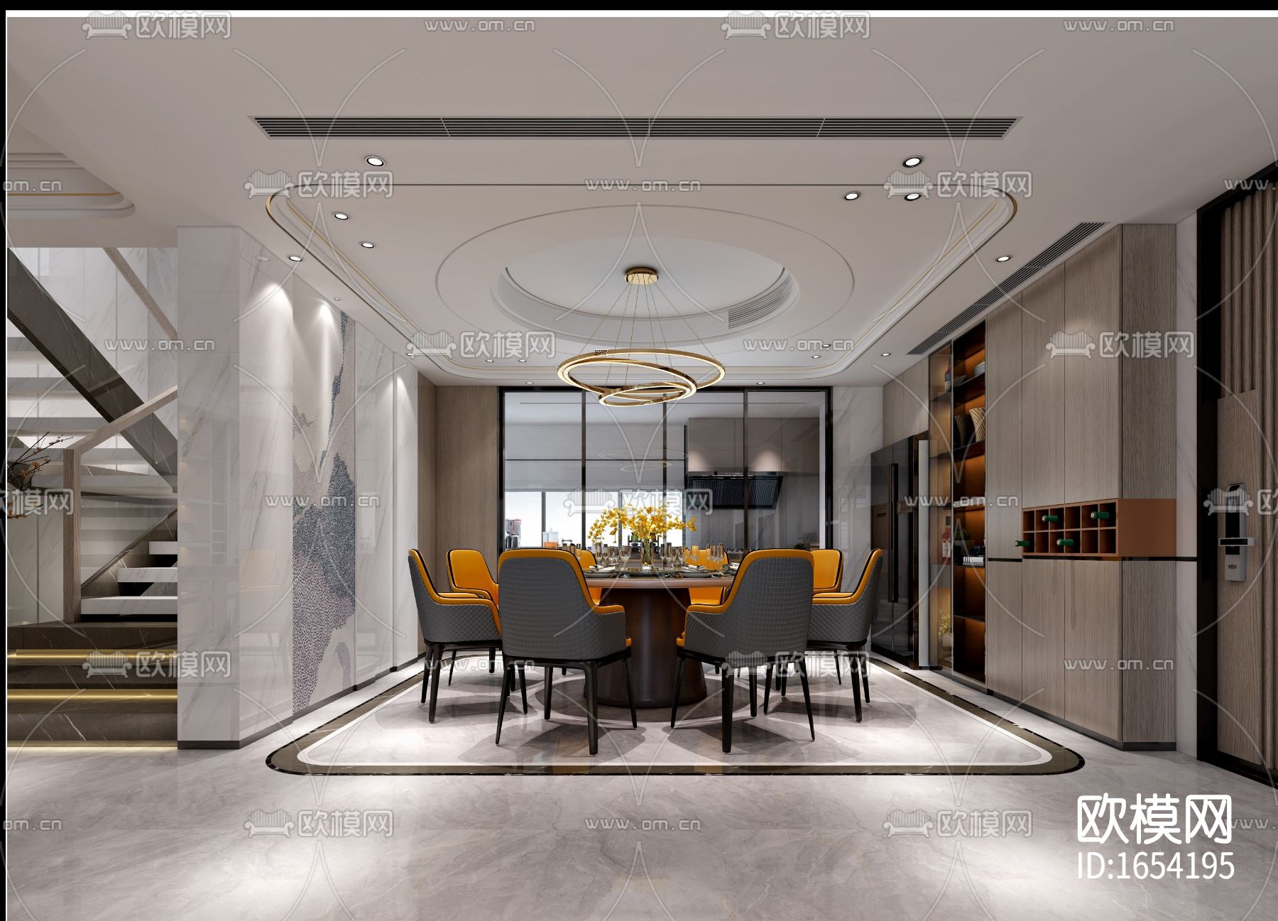 现代别墅cad施工图效果图下载（渲染图10）