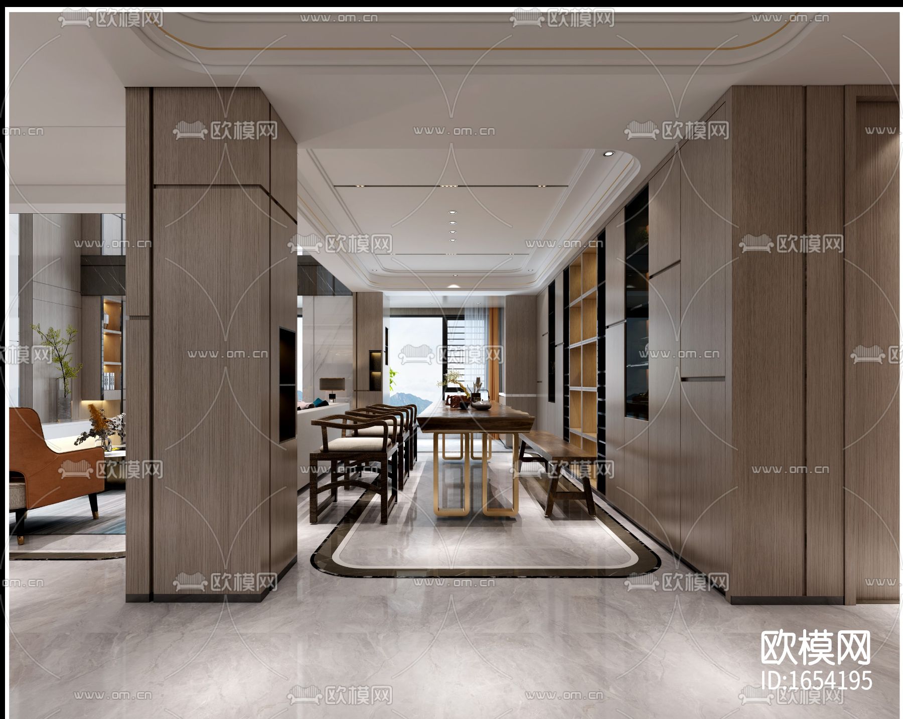 现代别墅cad施工图效果图下载（渲染图7）