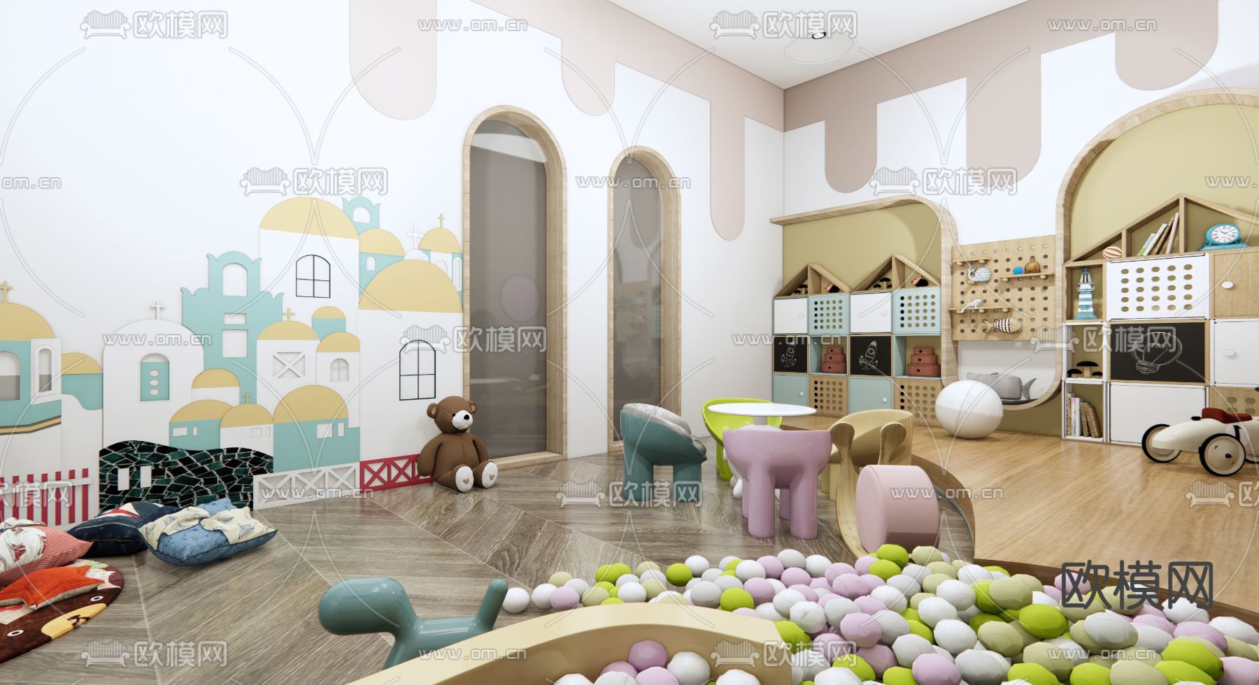 现代幼儿园娱乐室su模型下载（渲染图5）