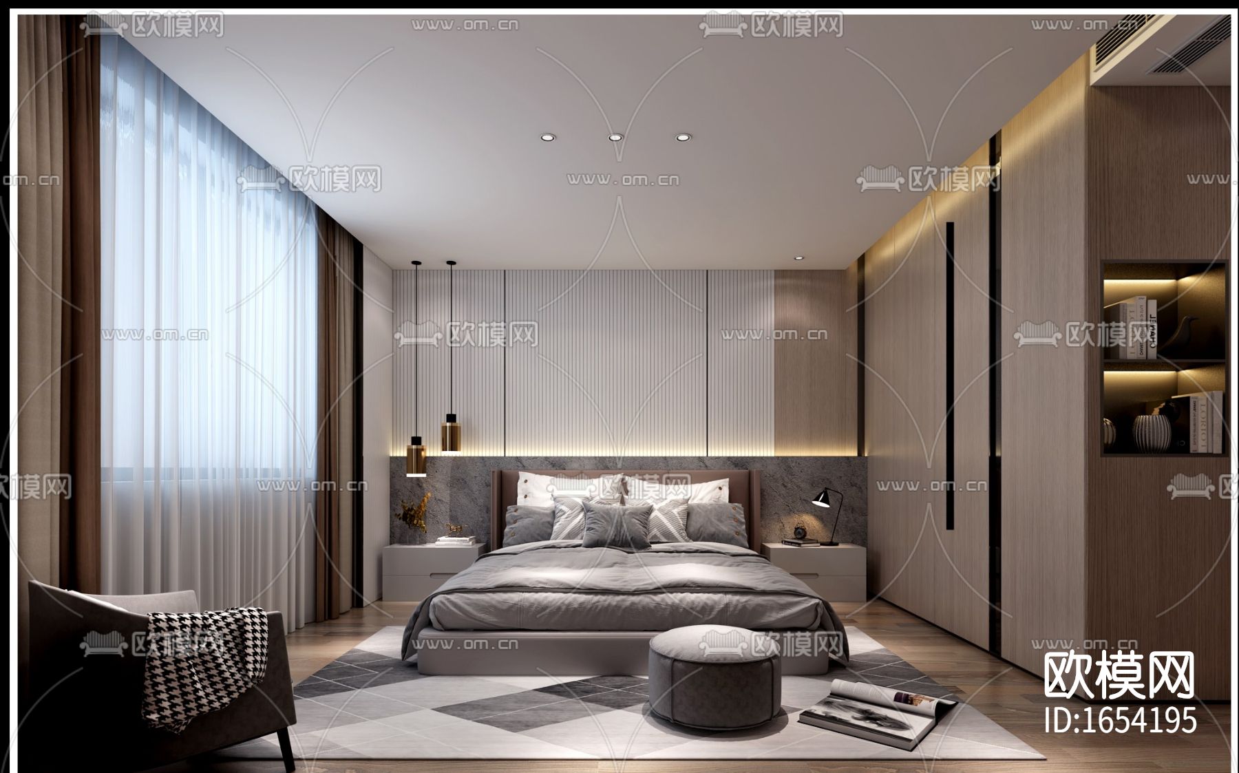 现代别墅cad施工图效果图下载（渲染图5）