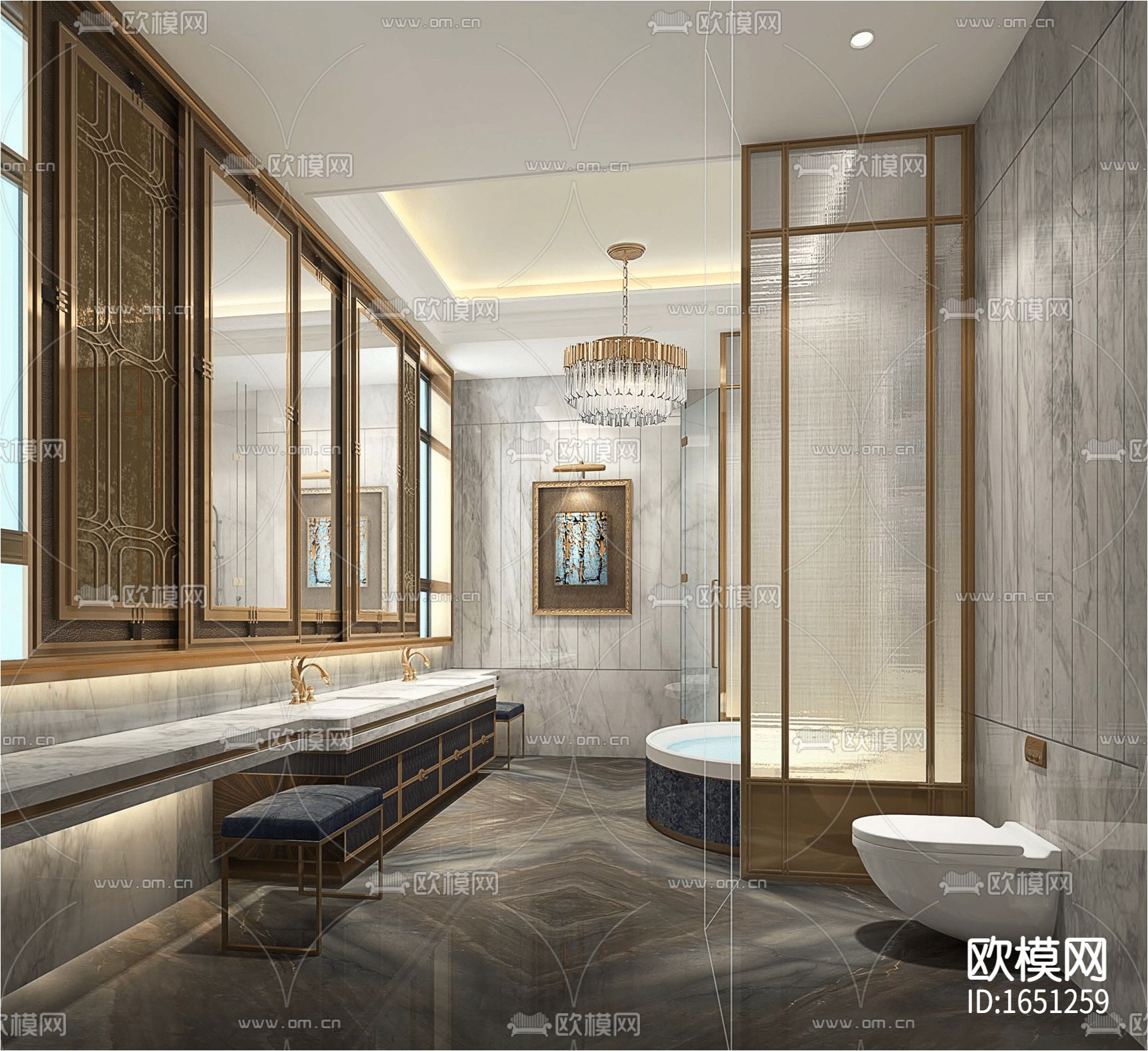 新中式别墅下载（渲染图2）