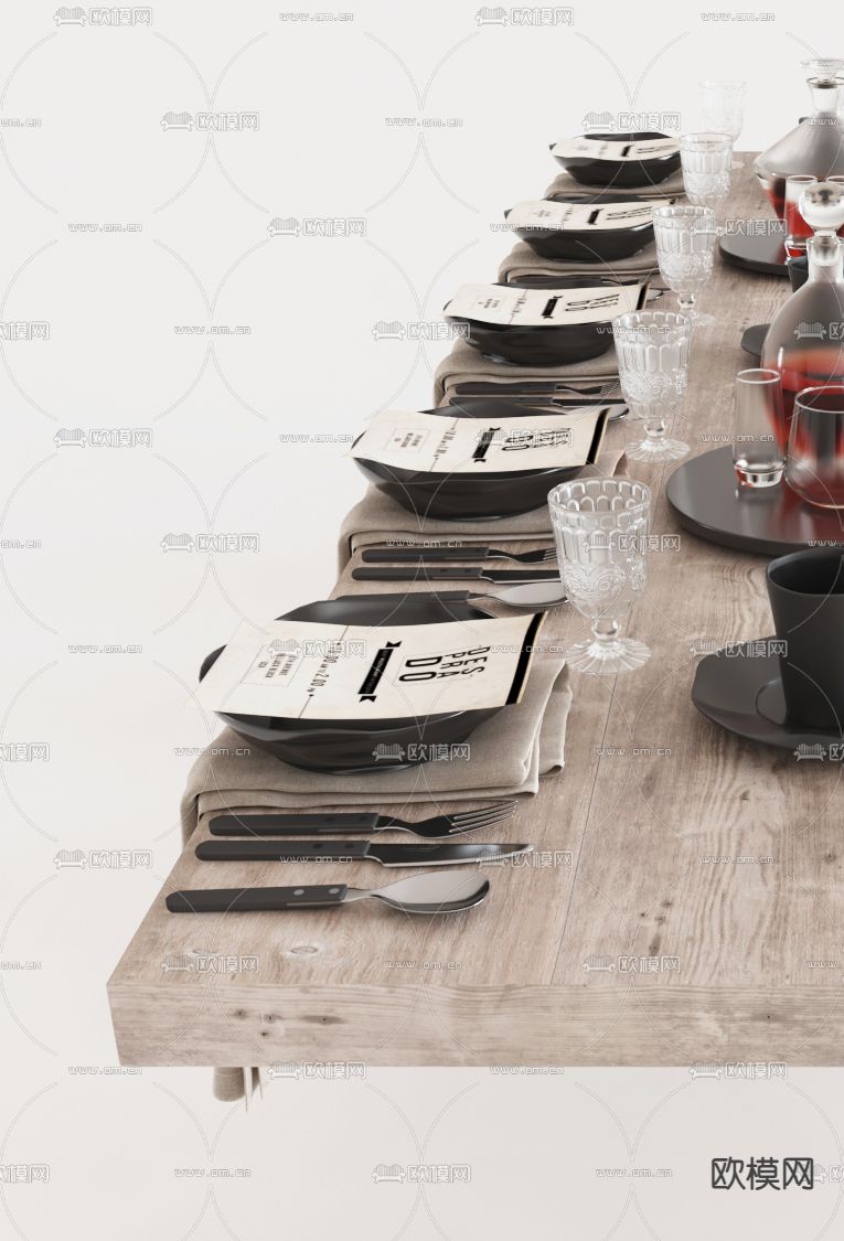 现代刀叉餐具摆件3d模型下载（渲染图2）