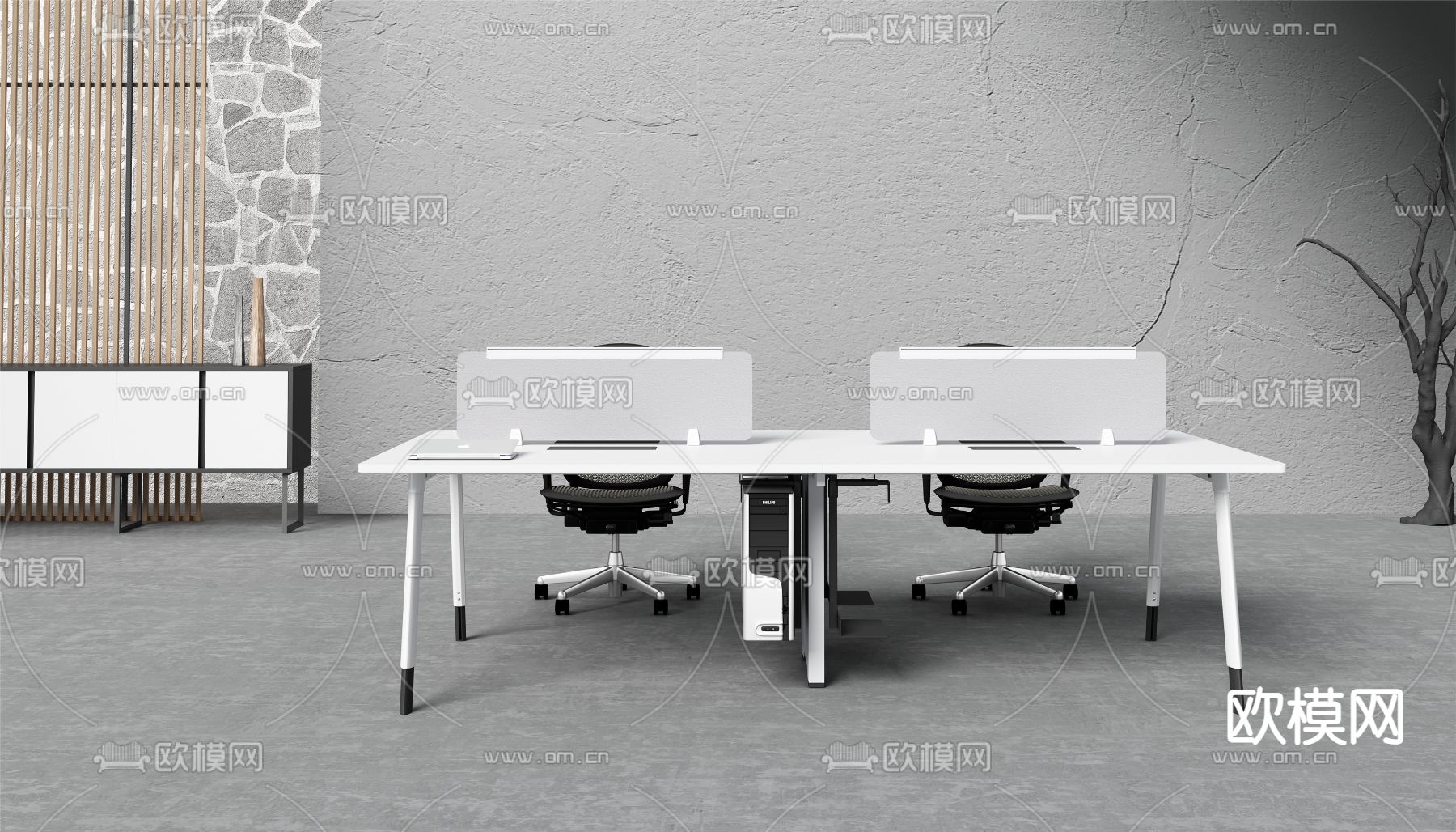 现代卡位办公桌3d模型