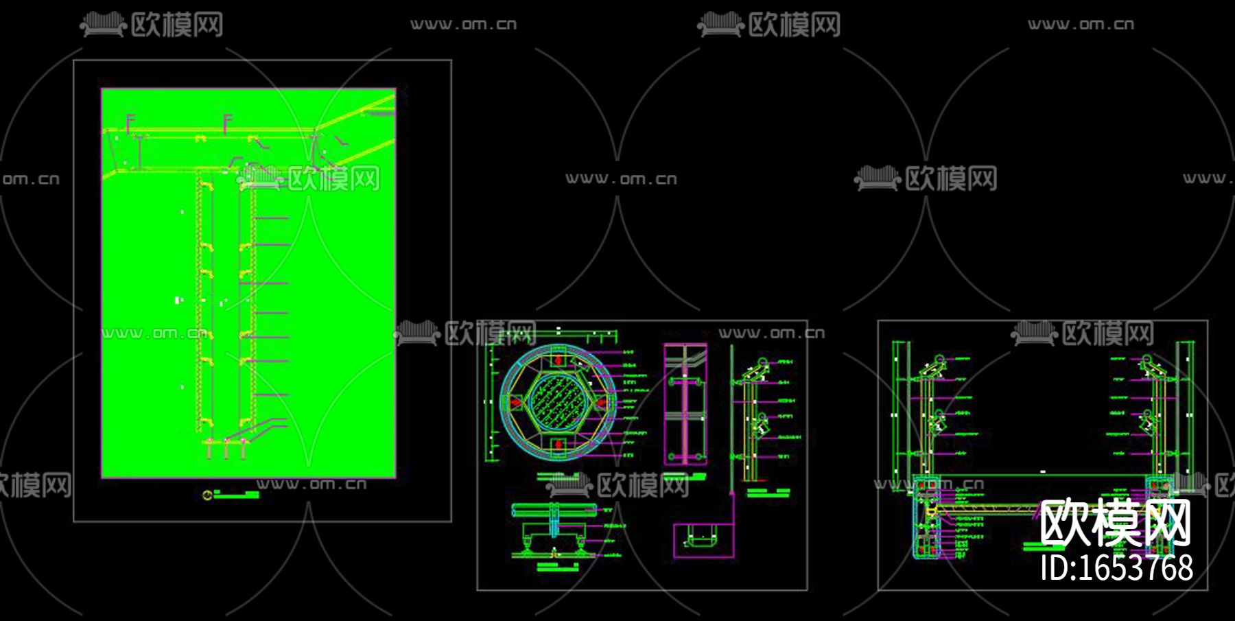 某大厅钢结构楼梯设计图下载（渲染图3）