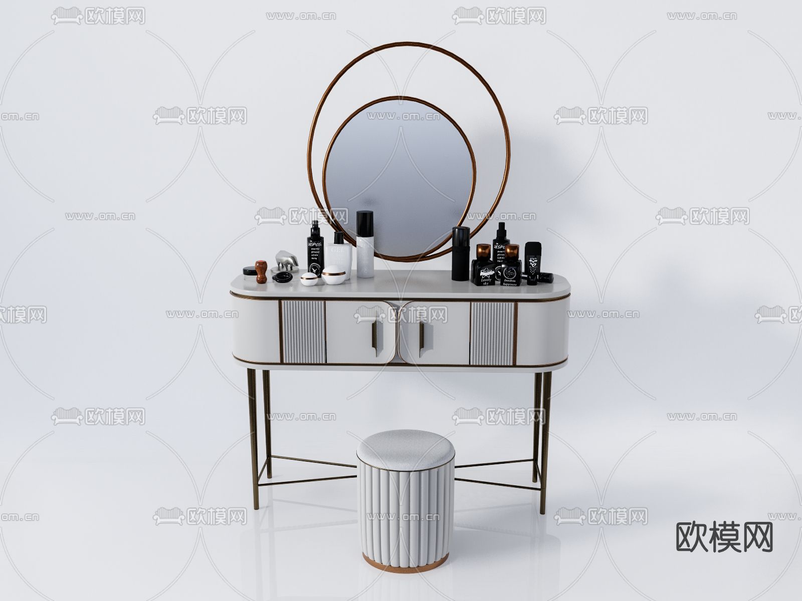 现代时尚梳妆台su模型下载（渲染图1）