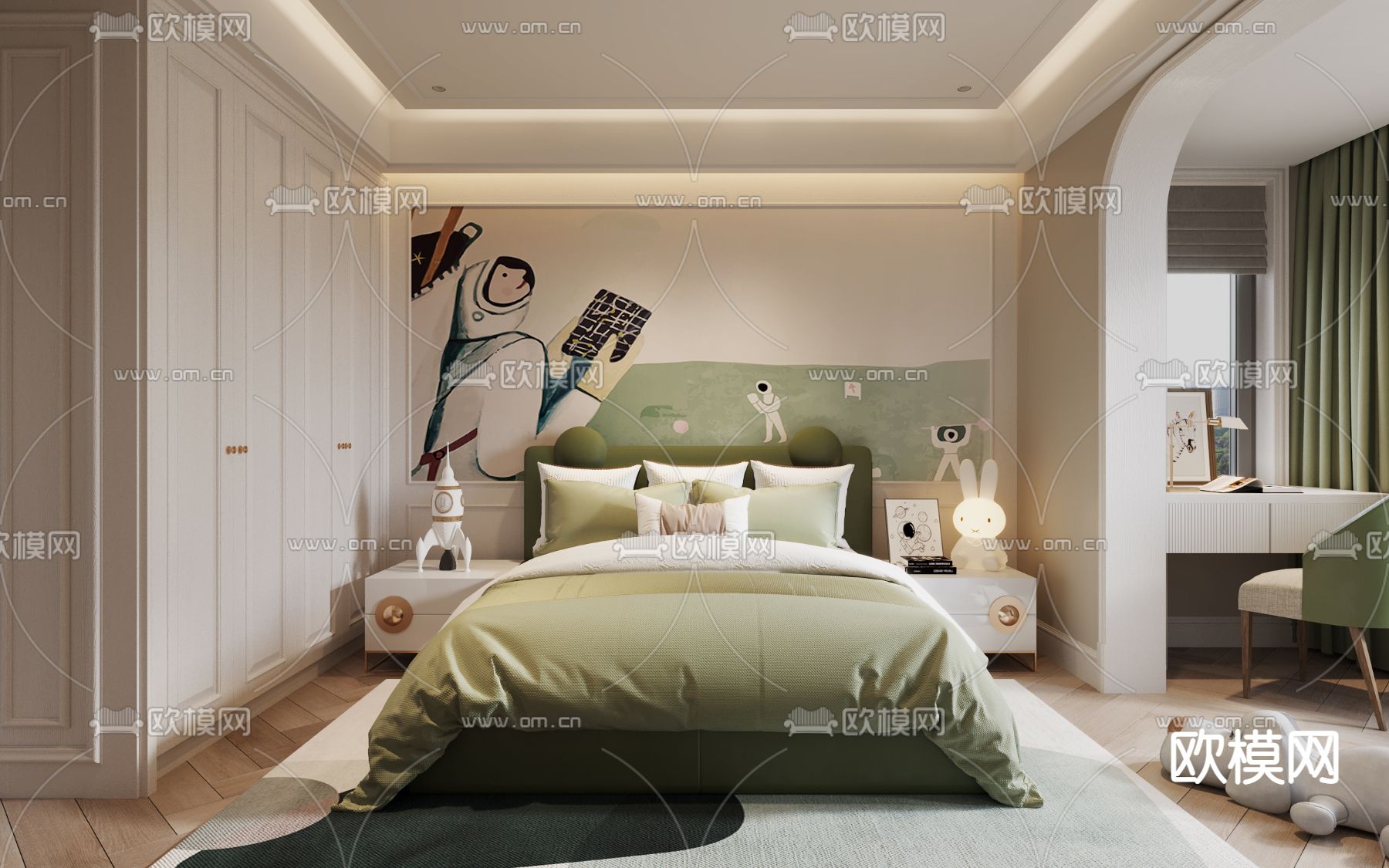 现代轻奢儿童房3d模型下载