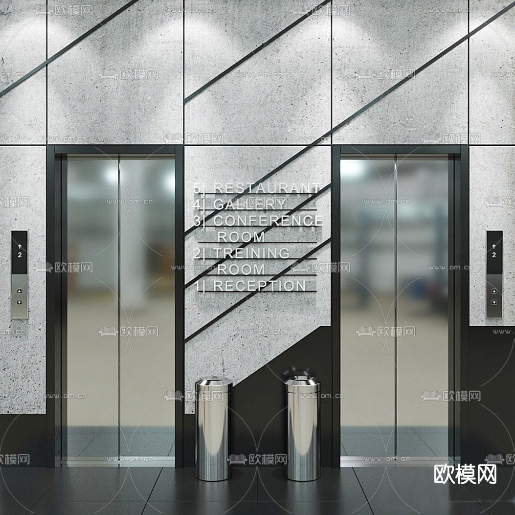 现代电梯3d模型下载（渲染图1）