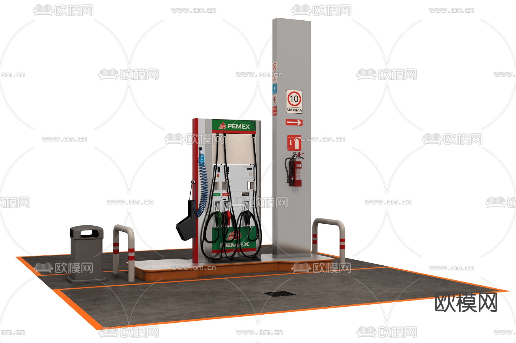 现代加油机3d模型下载（渲染图1）