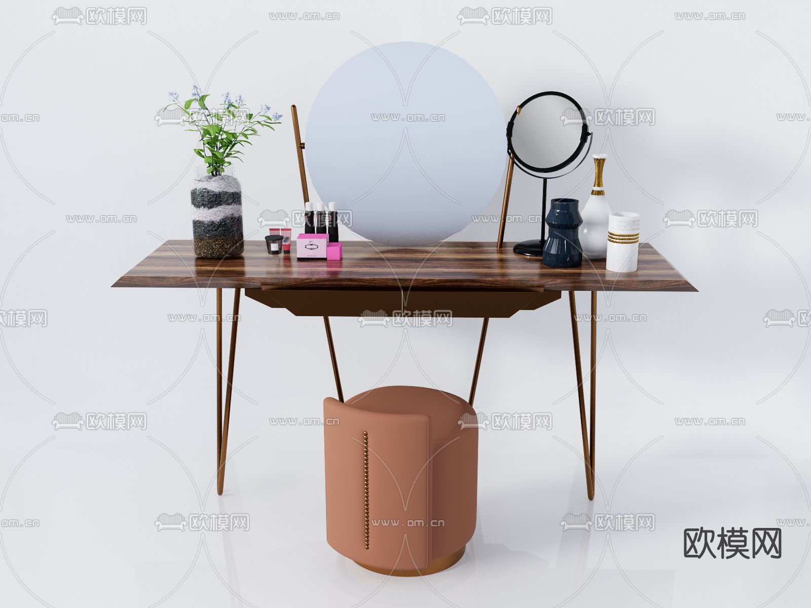 现代时尚梳妆台su模型下载（渲染图1）