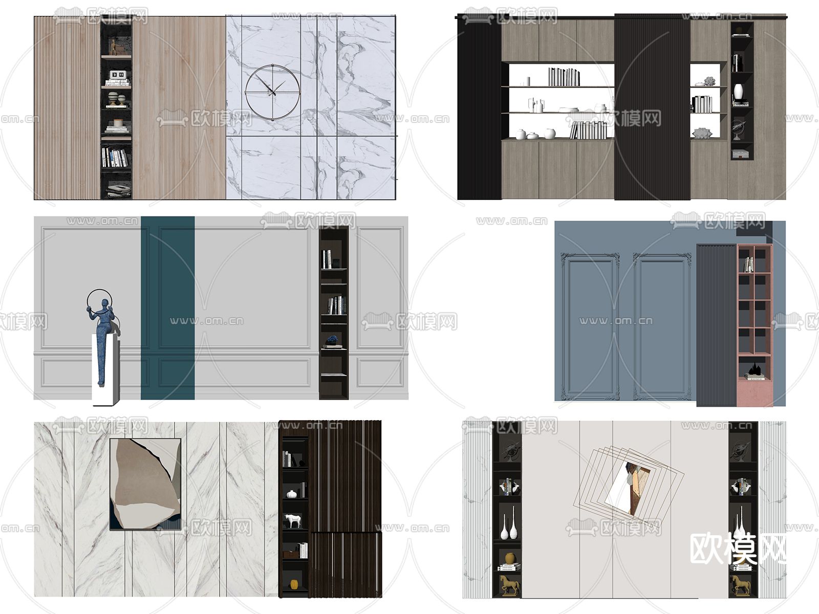现代书柜su模型下载