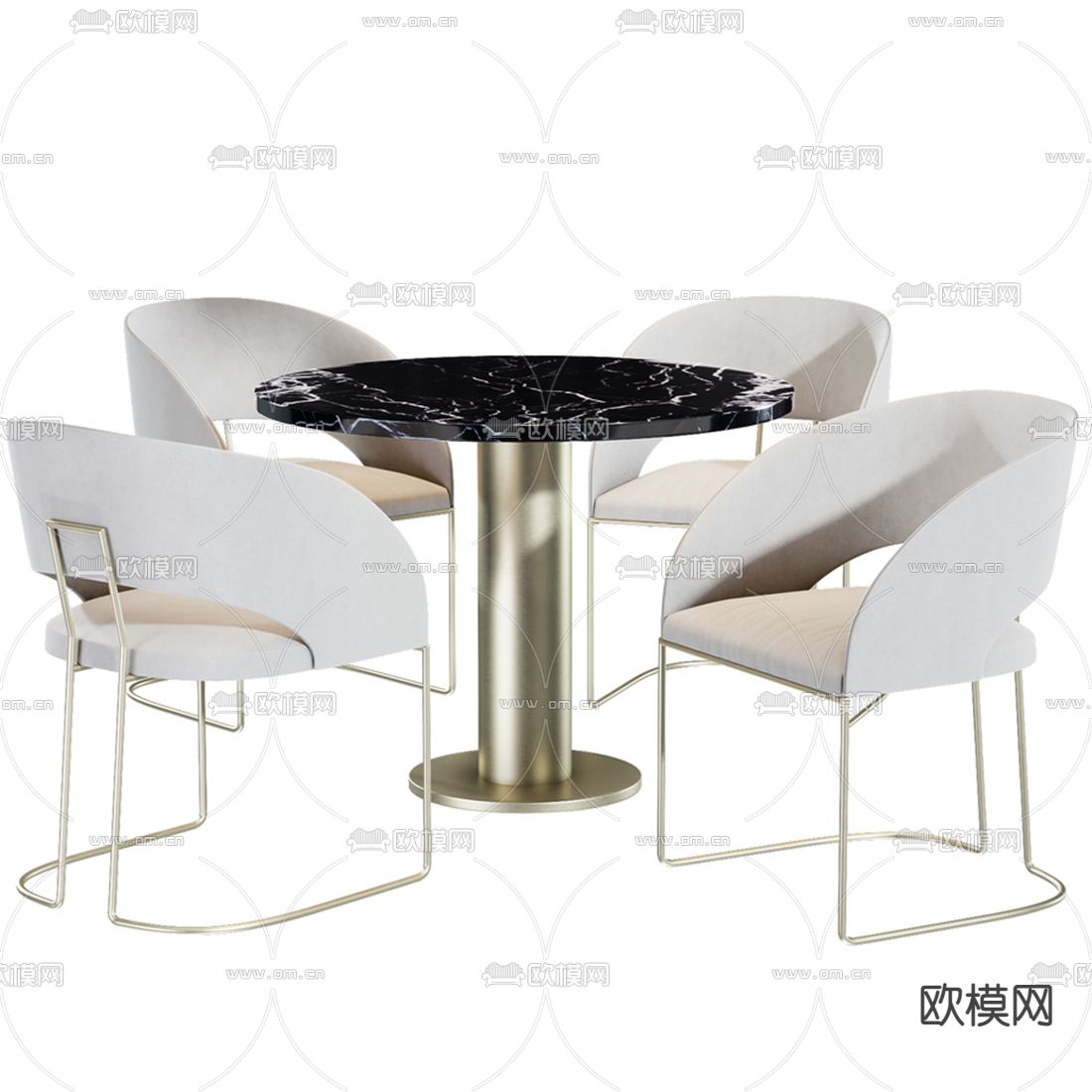 现代轻奢休闲桌椅3d模型