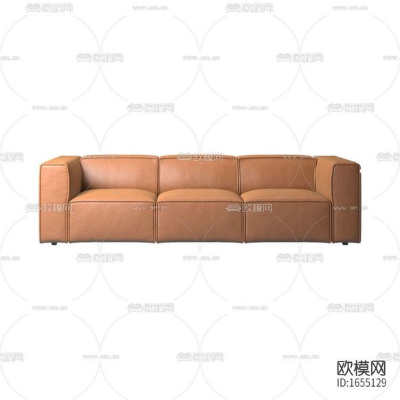 現(xiàn)代簡(jiǎn)約褐色皮革三人沙發(fā)下載