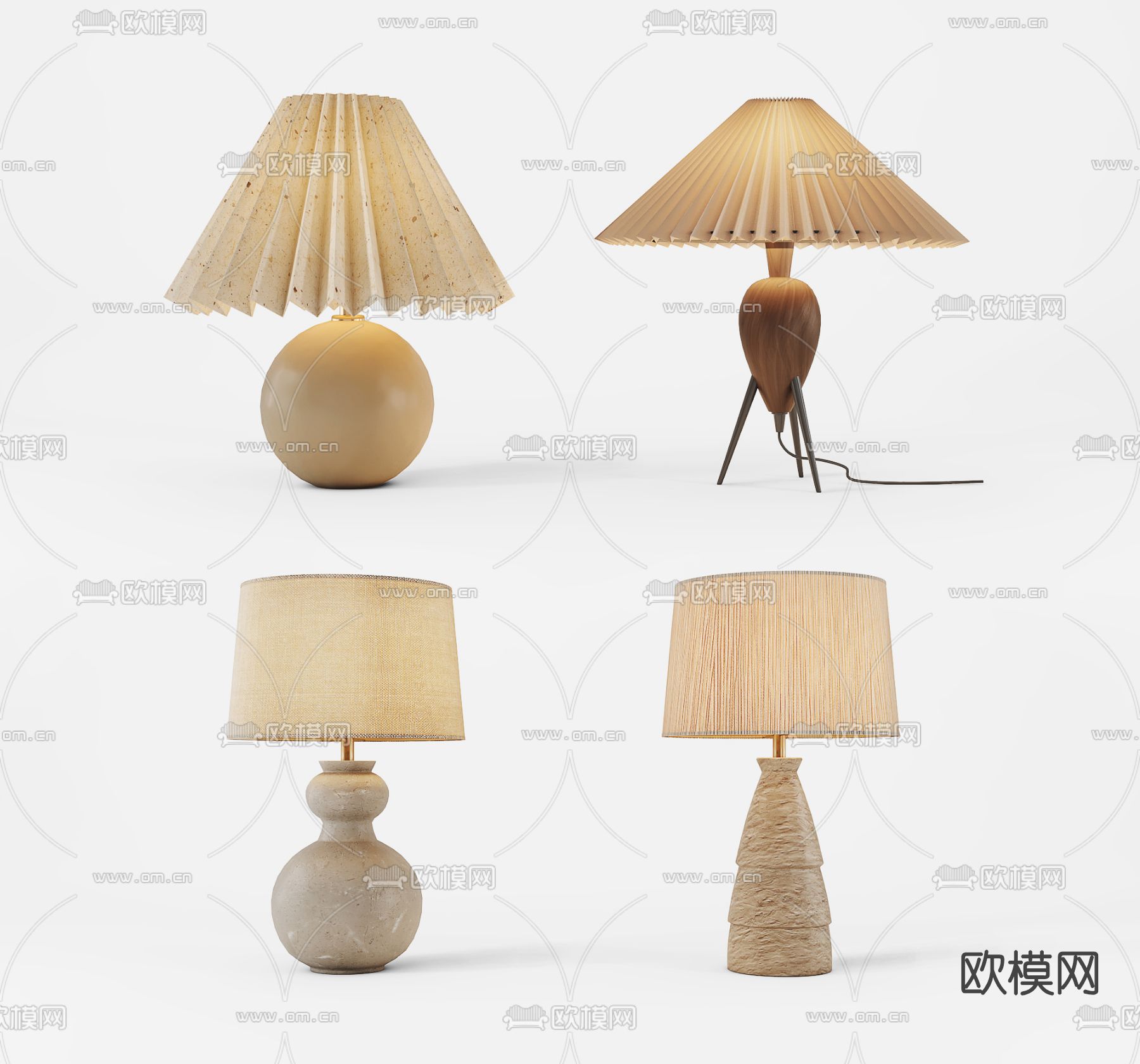 侘寂风时尚台灯su模型下载（渲染图1）