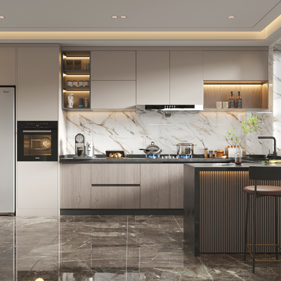  现代厨房su模型 