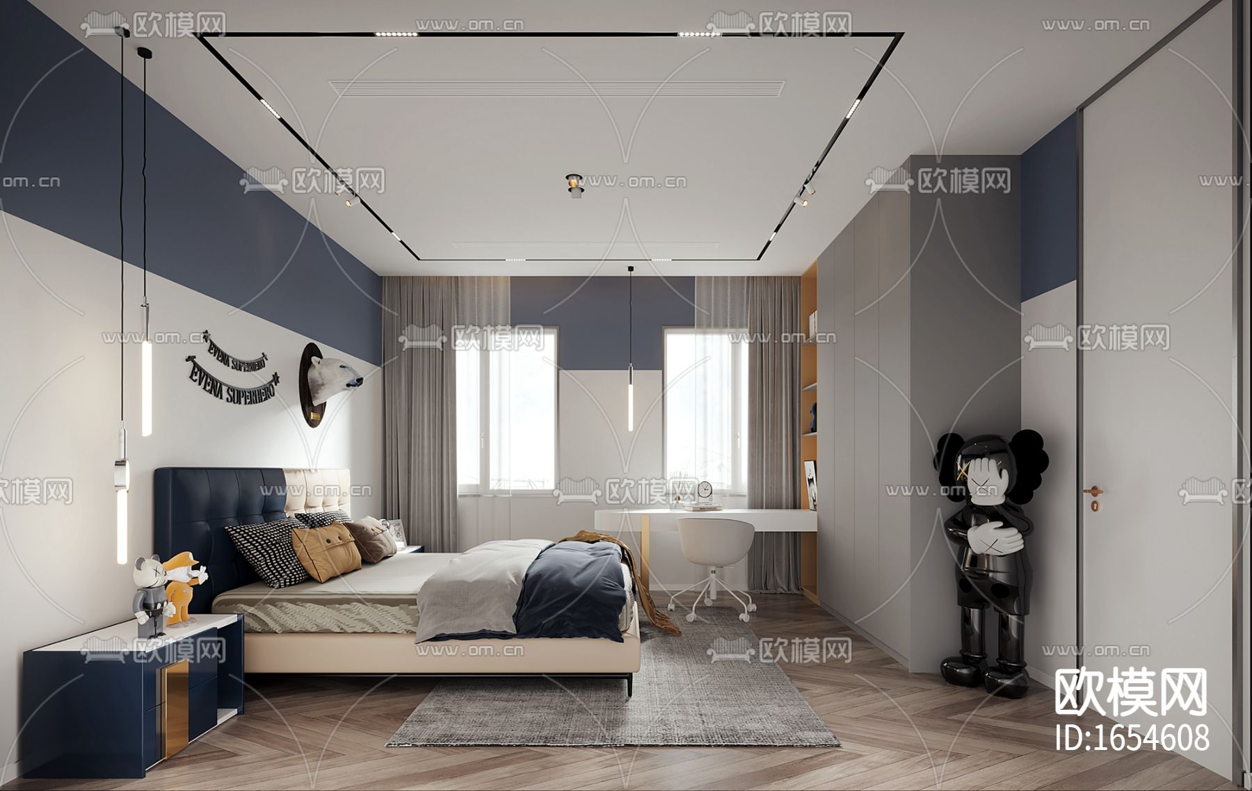 鹿澄天地别墅轻奢CAD施工图下载（渲染图5）