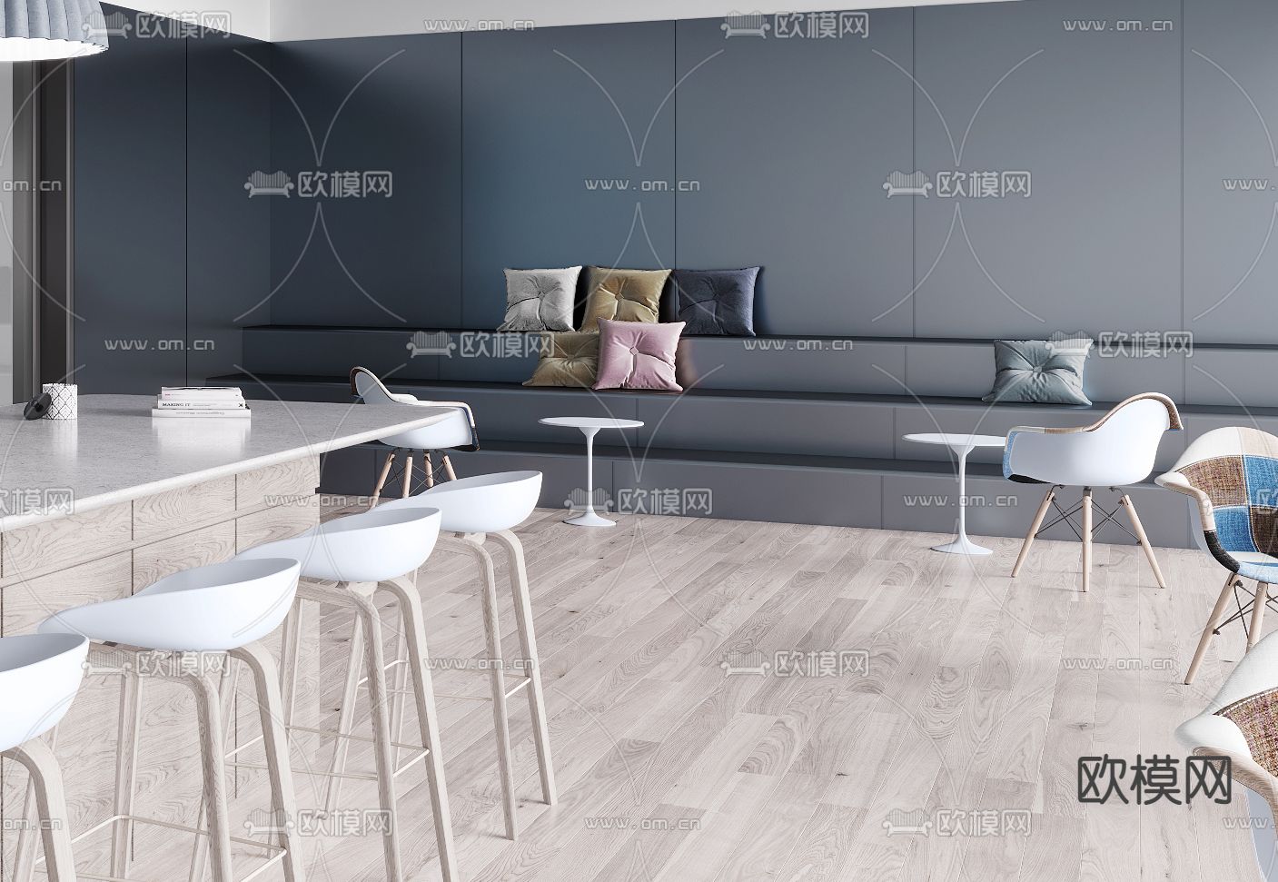 现代办公室茶水间3d模型