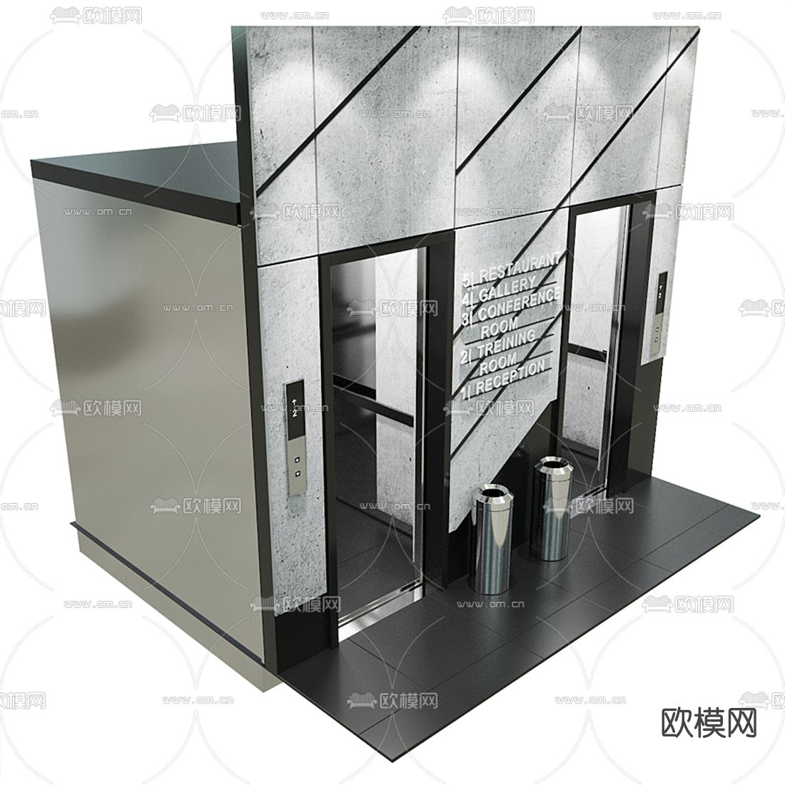 现代电梯3d模型下载（渲染图2）
