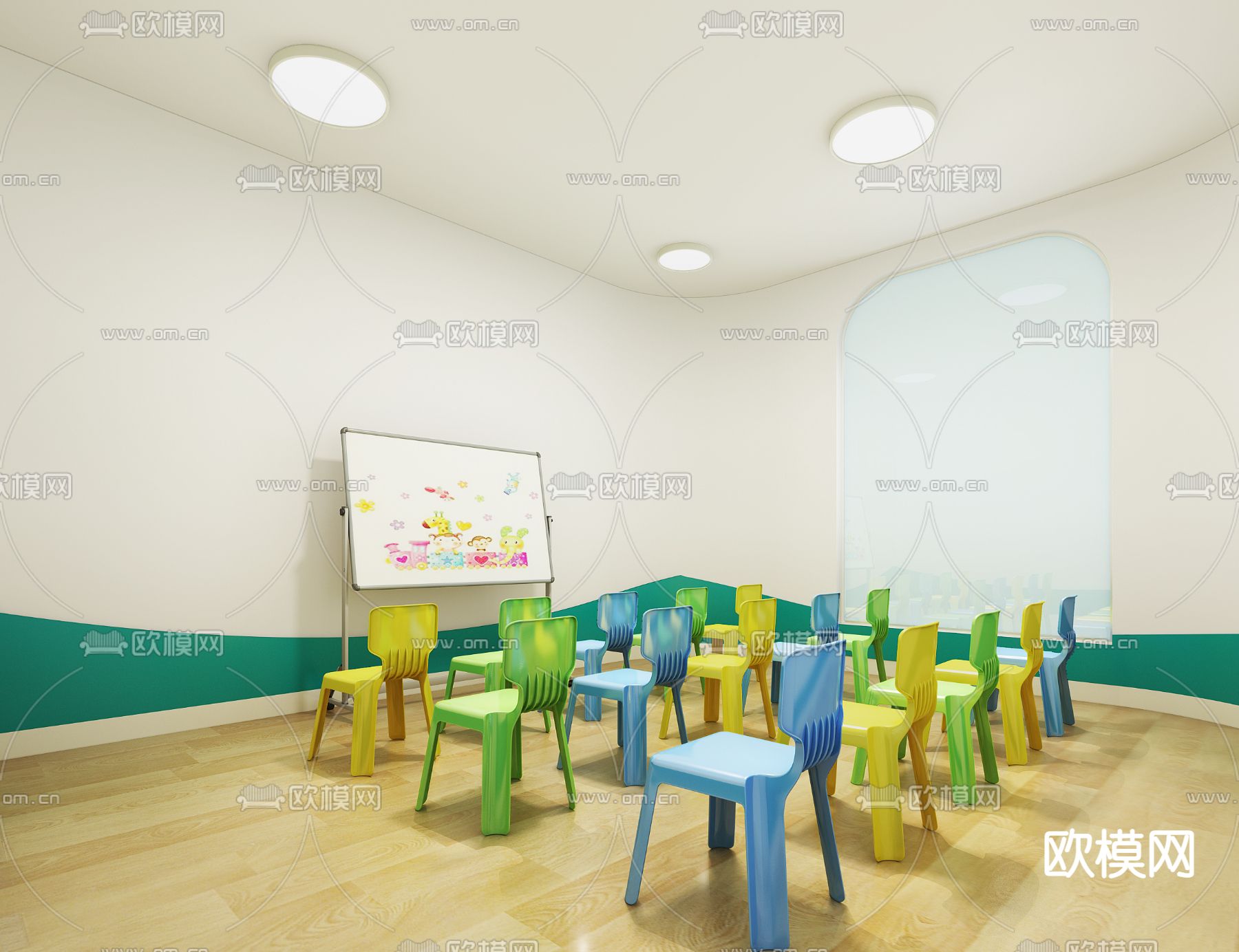 现代儿童英语培训机构3d模型下载（渲染图3）