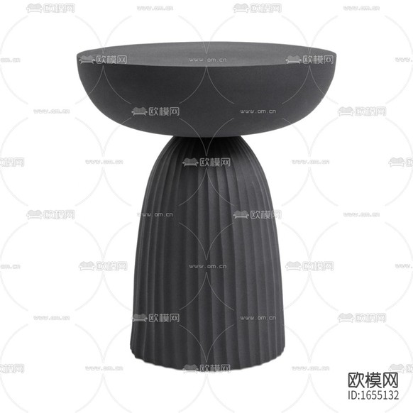 現(xiàn)代簡約灰色條紋實木圓形邊幾下載
