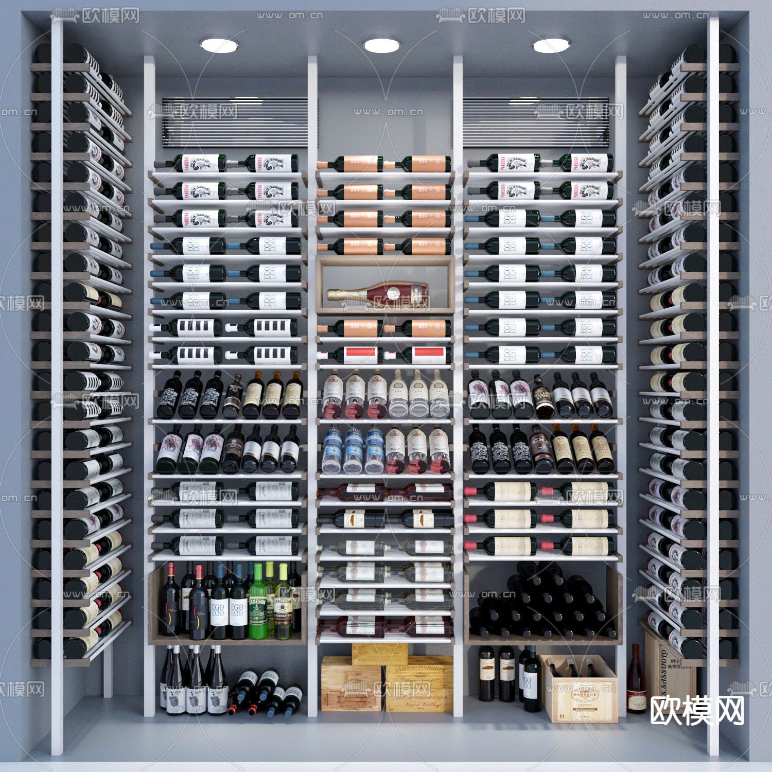 工业风金属酒架3d模型下载（渲染图1）