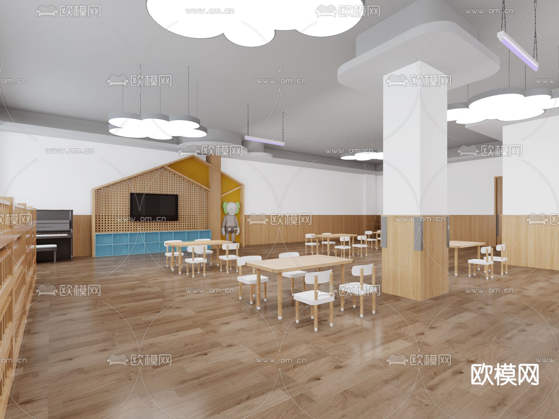 现代幼儿园教室3d模型