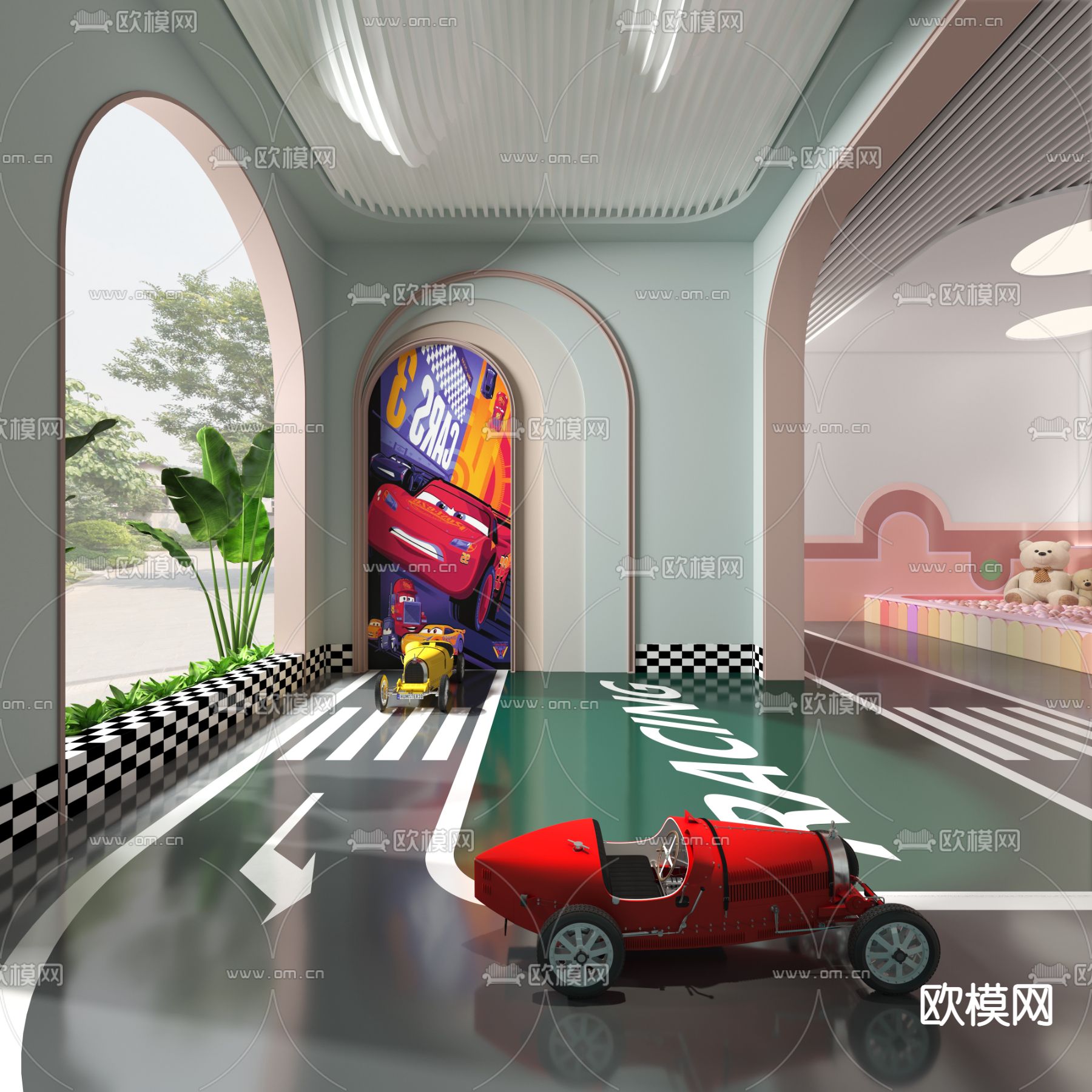 现代波波池儿童乐园3d模型下载（渲染图2）