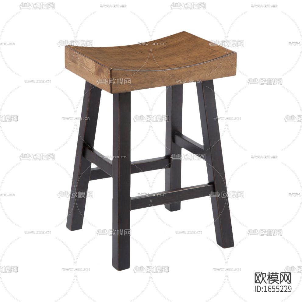 北欧复古做旧实木高脚凳