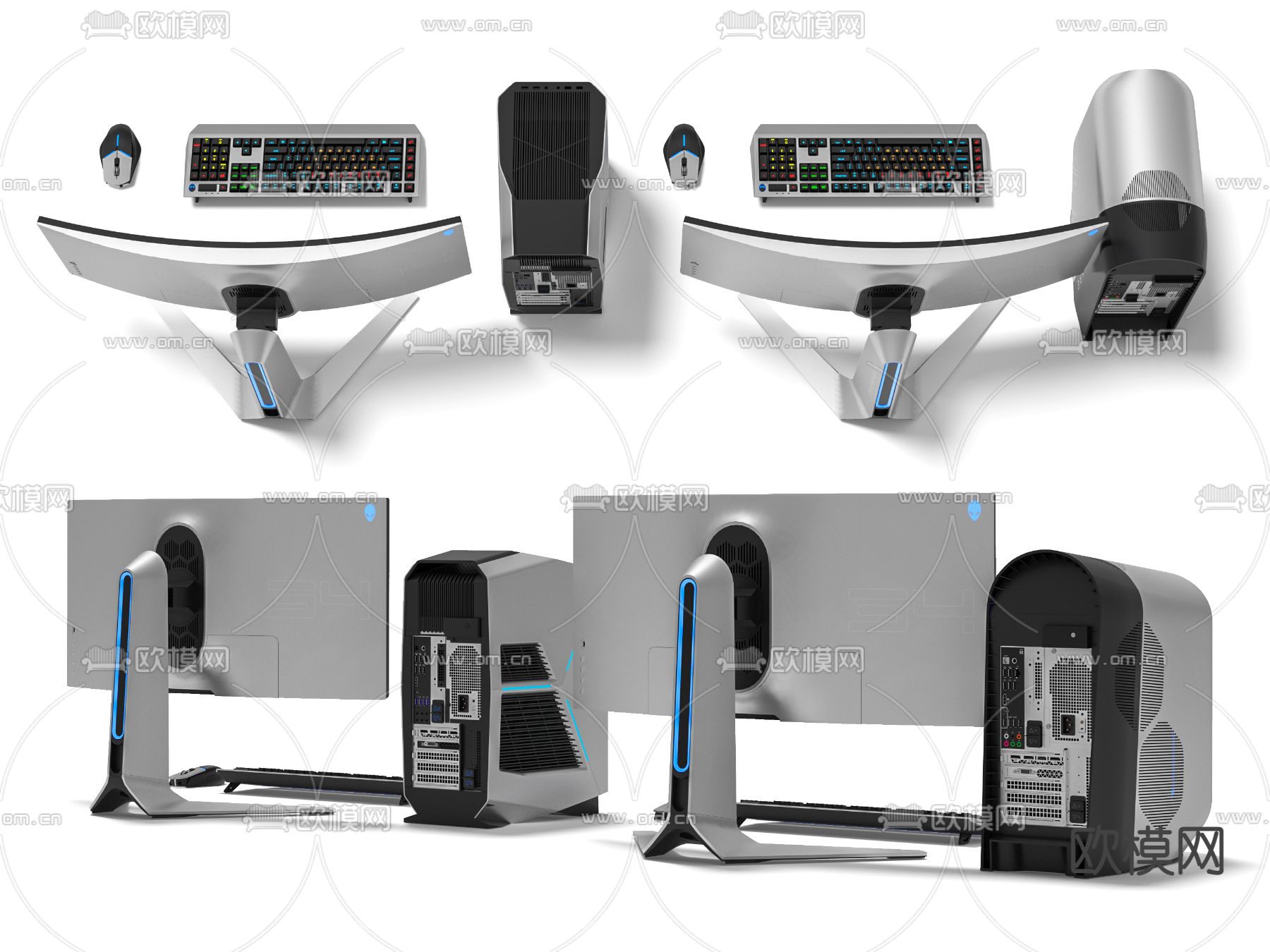 现代外星人台式电脑3d模型下载（渲染图2）